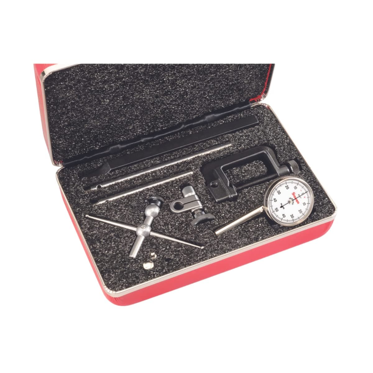Universal Dial Test Indicator Set with Back Plunger - White Face, 0-50-0 Reading, 200" Range, .001" Graduation, 1/4" Shank Diameter for Mounting - 196A5Z