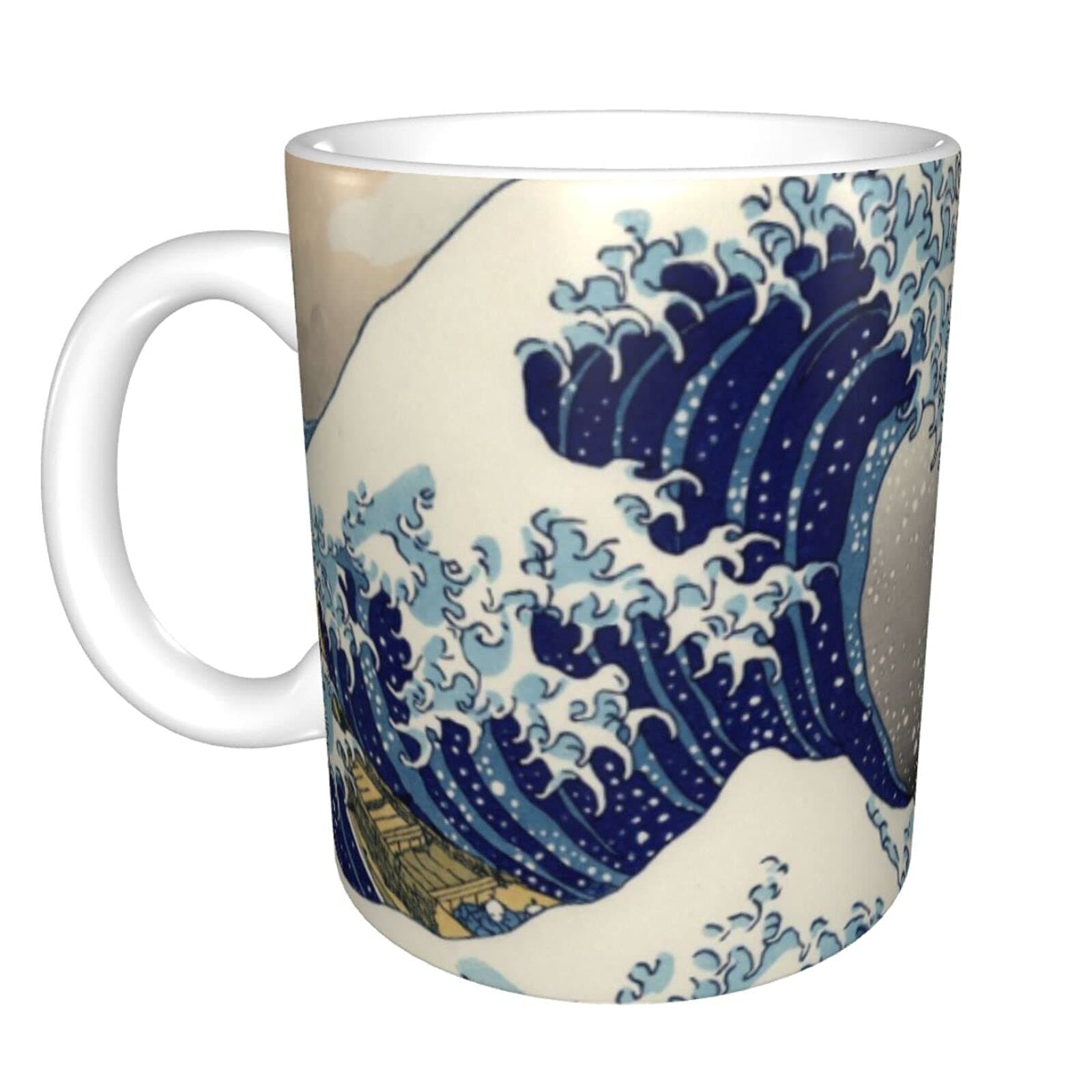 Kanagawa Surfing Great Wave Coffee Mug Ceramic Tea Cup With Handle Office Home Mugs Funny Novelty Gift Idea for Cappuccino Latte, One Size