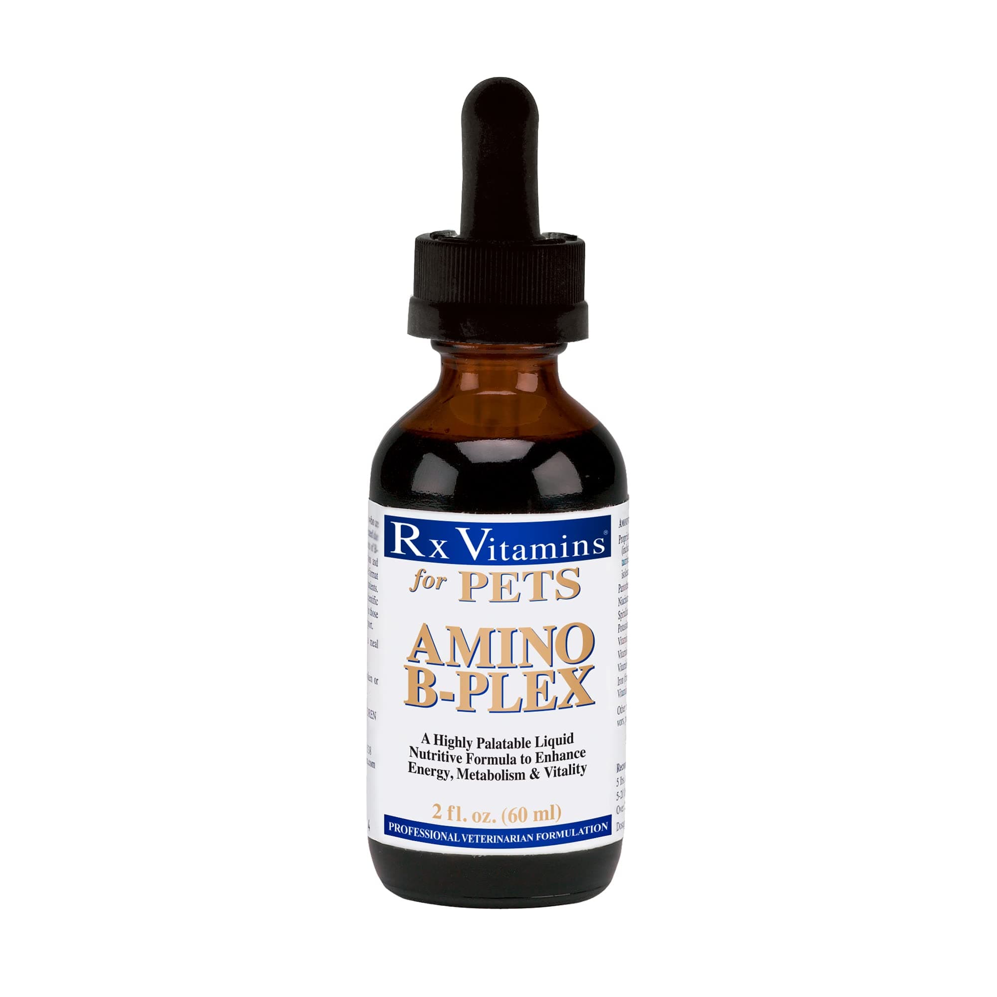 Rx Vitamins Amino B Plex for Pets - B Vitamin Complex Plus Amino Acids for Dogs & Cats - Vitamin Supplements for Dogs' & Cats' Total Body Support - 2 oz.