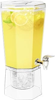 Lifewit 1 Gallon Drink Dispenser for Parties, 4L Plastic Beverage Container with Stand for Juice/Tea/Soda & Lemonade, Clear Water Pitcher with Spigot for Mimosa Bar Hosting 39 x 16 cm/15x6"