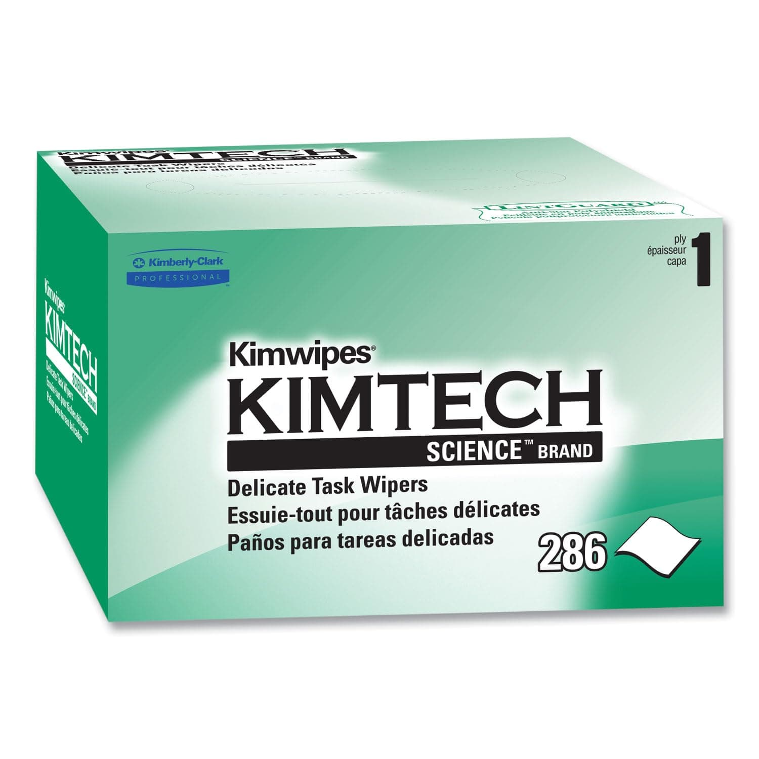 Kimtech Kimwipes, Delicate Task Wipers, 1-Ply, 4.4 x 8.4, Unscented, White, 286/Box