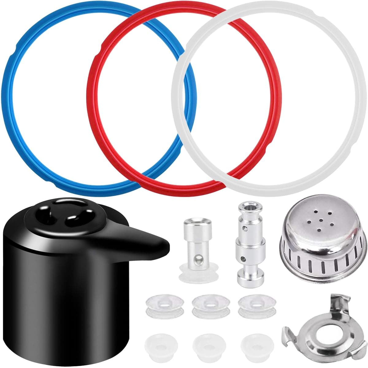 EATBALE 14Pcs Steam Release Handle, Float Valve Replacement Parts Universal Electric Pressure Valve with Anti-Block Shield Sealing Ring Silicone Caps for Instant Pot Duo5, 6 Quart (5/6QT)