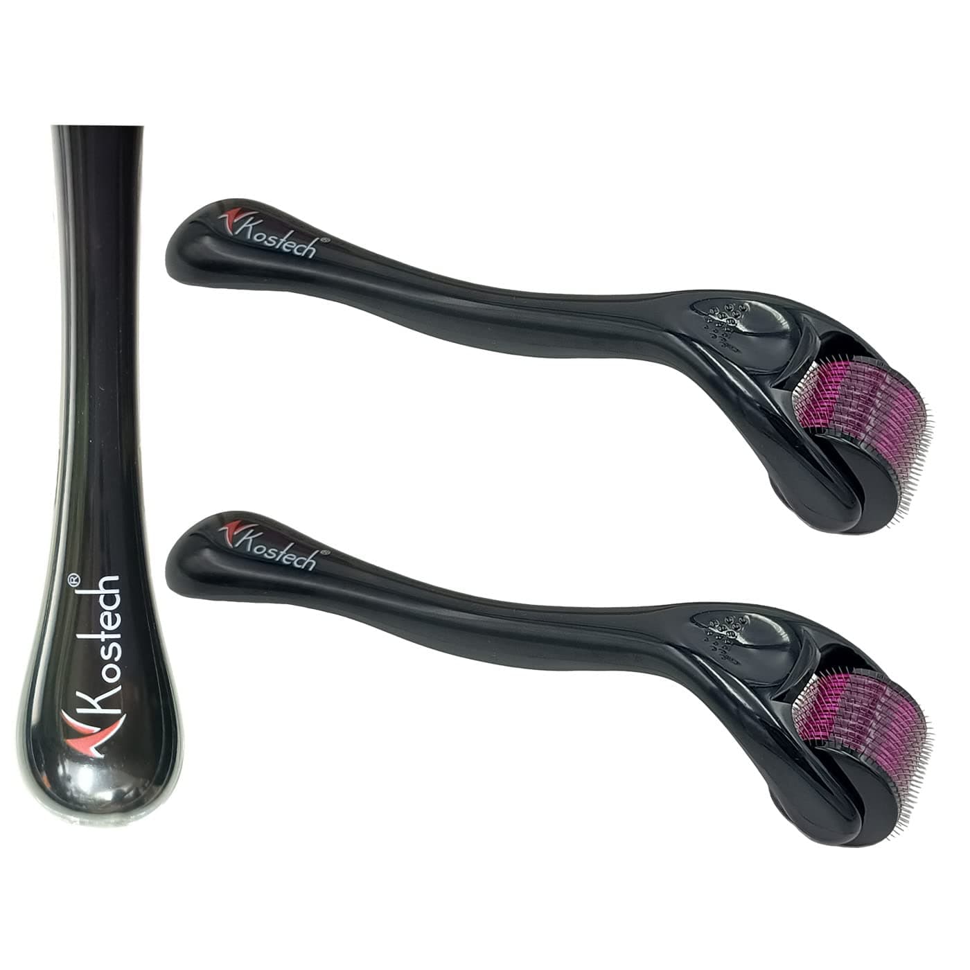 Kostech Derma Roller for Face, Beard & Hair Growth – 2.0mm Titanium Microneedling Tool for Skin Rejuvenation, Acne Scars, Wrinkle Reduction & Hair Regrowth – Safe & Easy to Use at Home – For Men & Women (Pack of 2, 2.0mm)