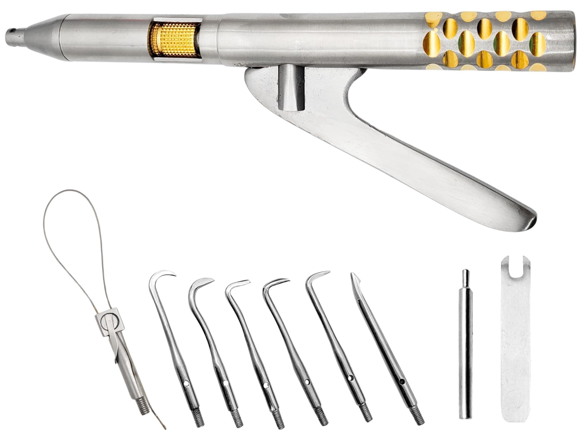 ARTMAN Instruments Dental Automatic Crown Bridge Remover Spring Loaded with 10 Tips & Wrench Implant Denture Removal Titanium Spring for Durable & Controlled Impulse Strength