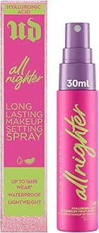 Urban Decay All Nighter Hyaluronic Setting Spray, Up to 8-Hour Hydration, Waterproof, Sweat-Resistant, Vegan Formula with Watermelon Extract