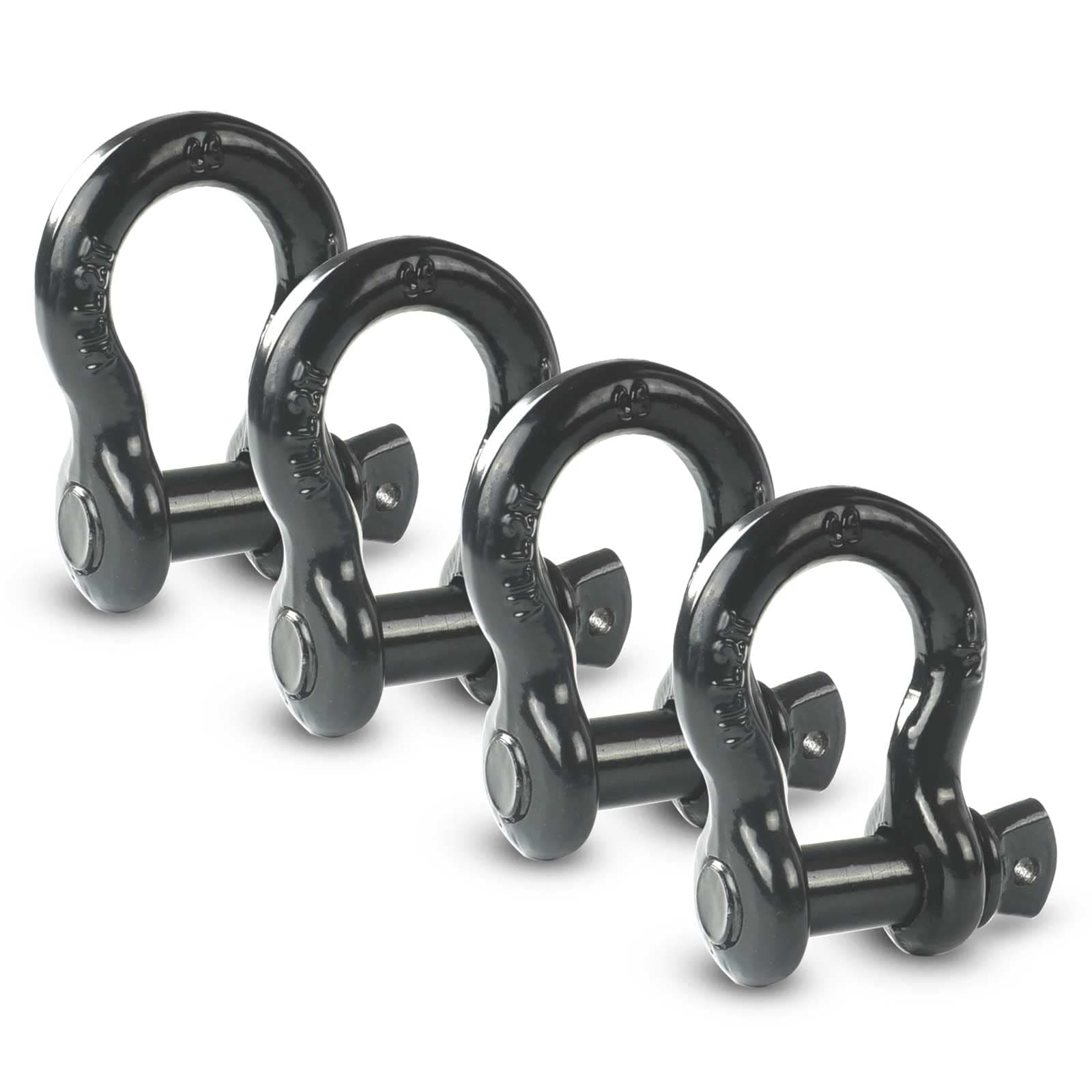 1/2" D Ring Shackle,Bow Shackle with Screw Pin Clevis, 2 ton Working Load Limit,Tow Strap Hooks,for Most Vehicles with D-Ring mounts Such as Jeeps, ATV's, Trucks, Trailers(4 Pack)