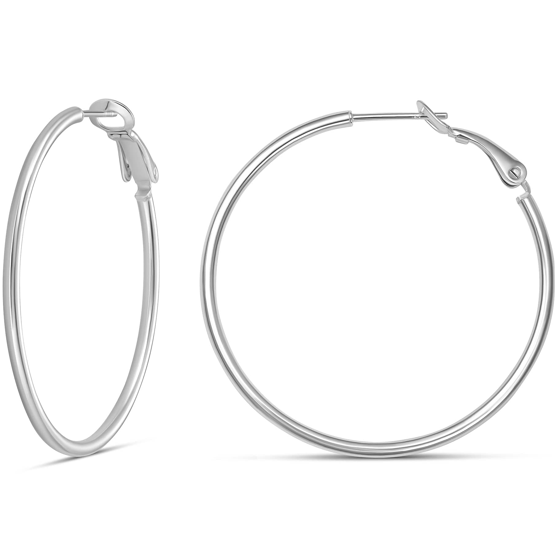 Amazon EssentialsSterling Silver or Gold plated Lightweight Paddle Back Hoop Earrings (previously Amazon Collection)