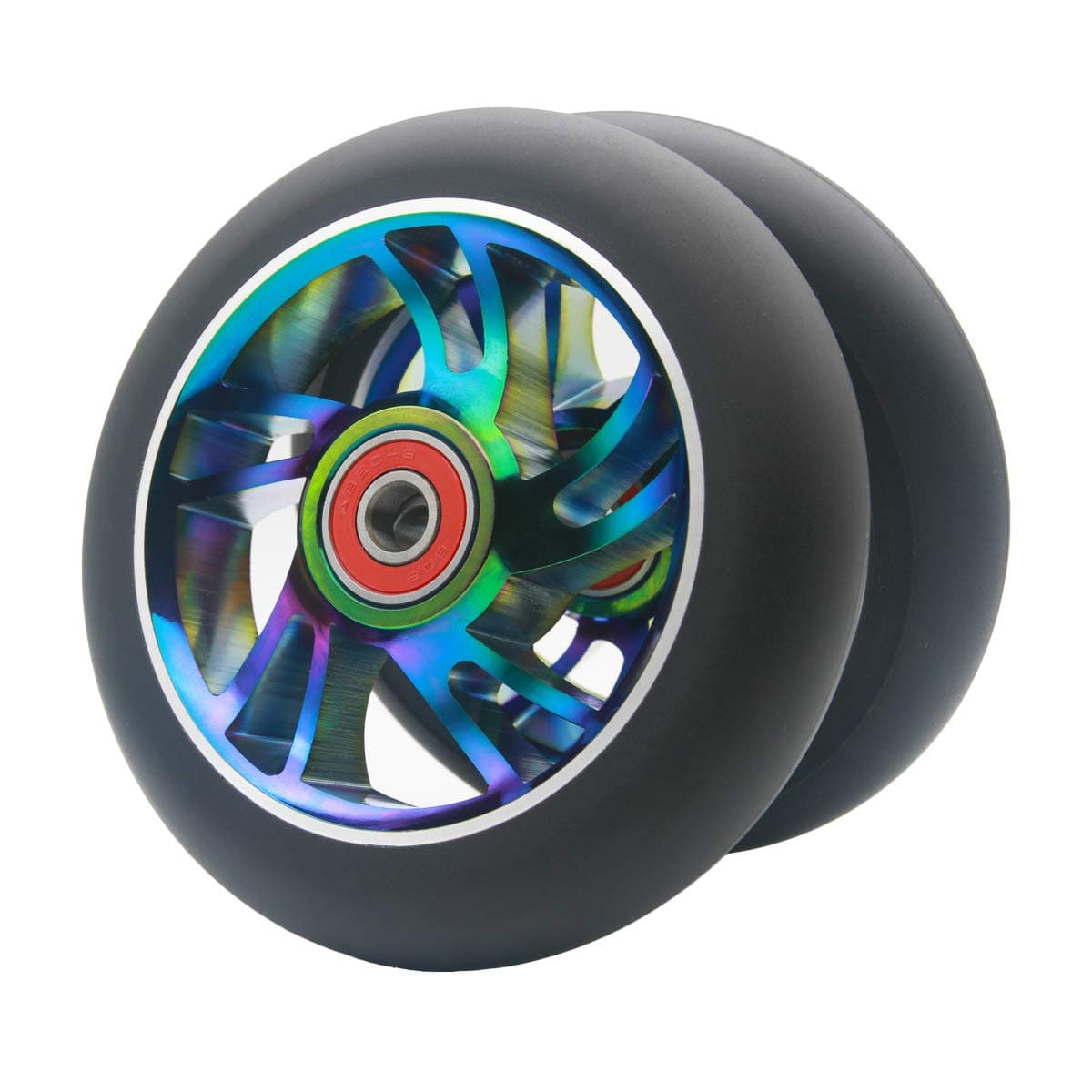 Z-FIRST 2pcs Replacement 120mm Pro Scooter Wheel with ABEC 9 Bearings Fit for MGP/Razor/Lucky Pro Scooters (W-Rainbow)