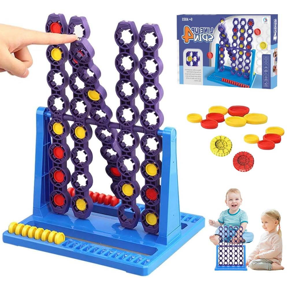 – LUFEIS 4 Spin Board Game, 2 Players Strategy Board Game for Adults or Kids, Classic Four in a Row Game with Upgraded Spinning Gameplay, 4 in a Row Games for Travel Party Friends Gathering