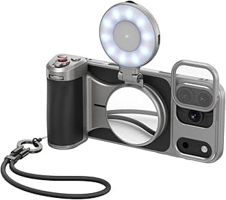 【For iPhone 17 Pro Only】TELESIN Master Grip Kit, Magnetic Phone Camera Grip Powergrip with C03 Selfie Light+ UV Filters, Creator Kit Built-in 3200mAh Battery Wireless Charging - Cooling Graphene Case