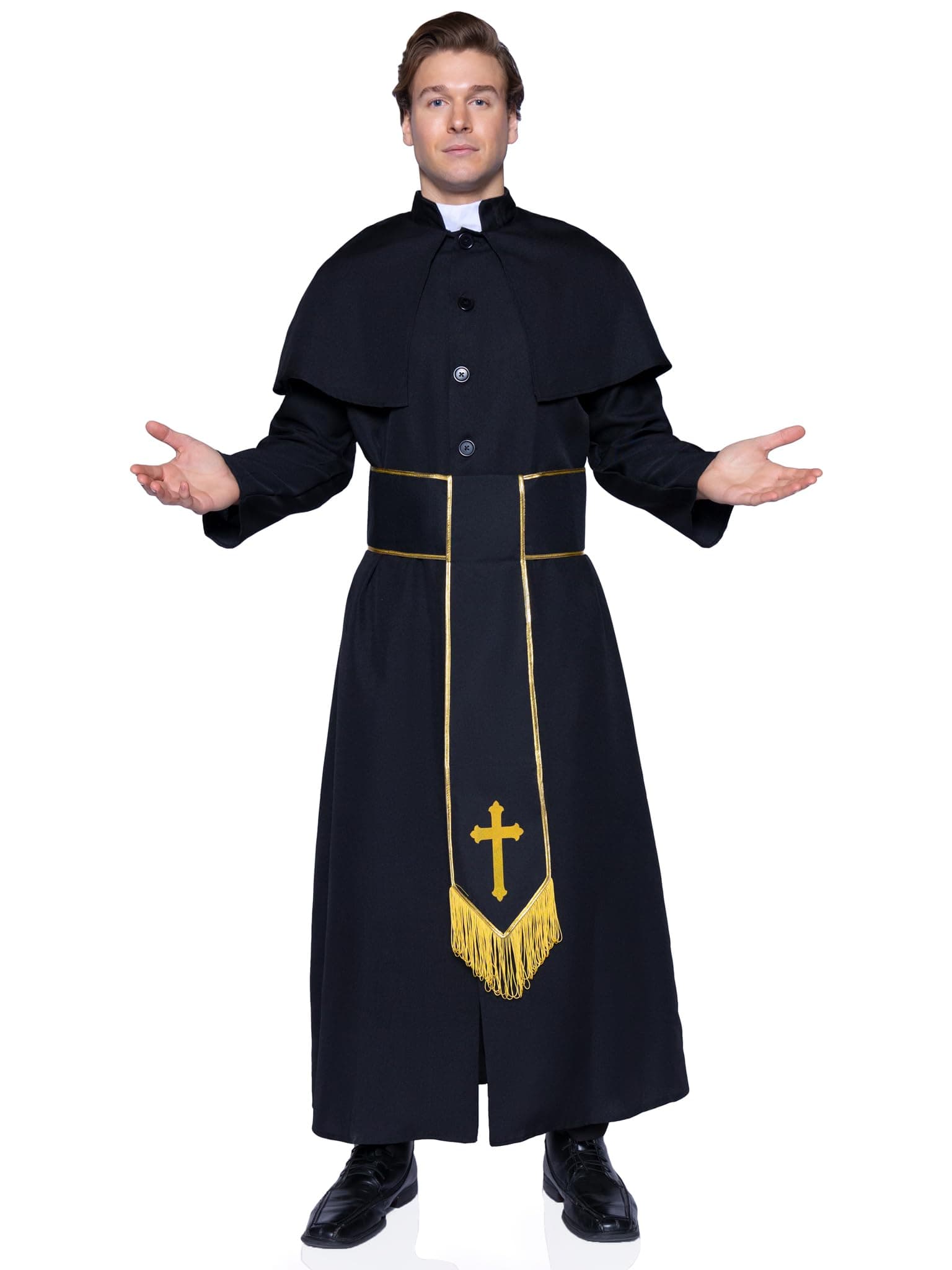 Men's 2 Pc Priest Costume with Robe, Belt