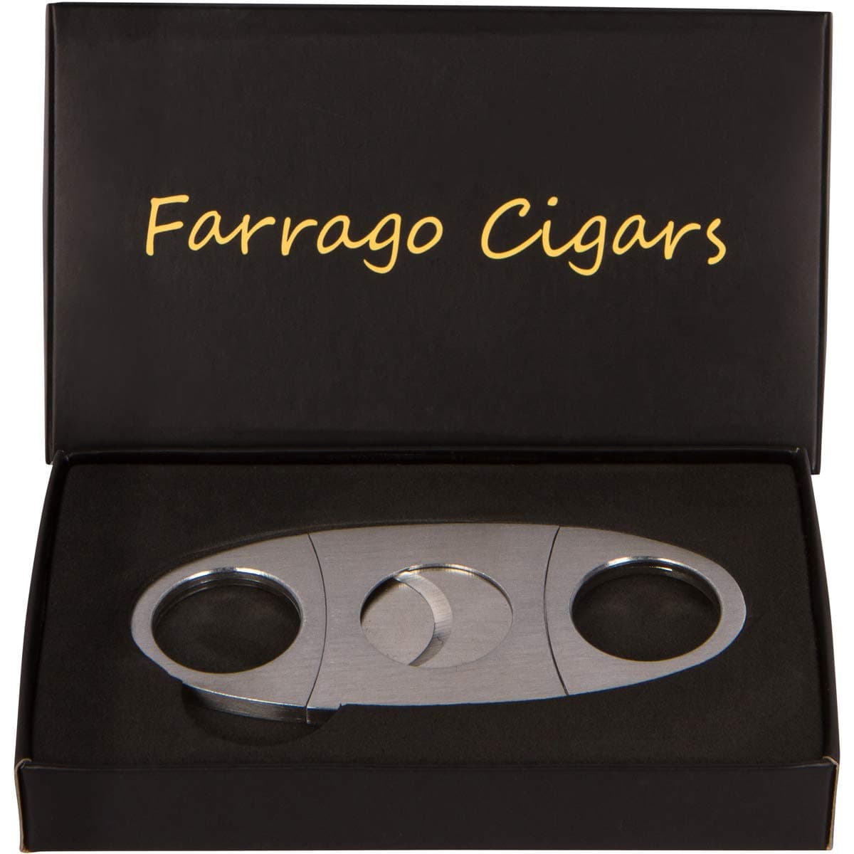 Cigar Cutter - Includes Sturdy Black Gift Box - Perfect Gift for Birthdays, Celebrations, Independence Day - Premium Stainless Steel - Sharp Guillotine Durable Double Blade - Clean Cut - (Silver)