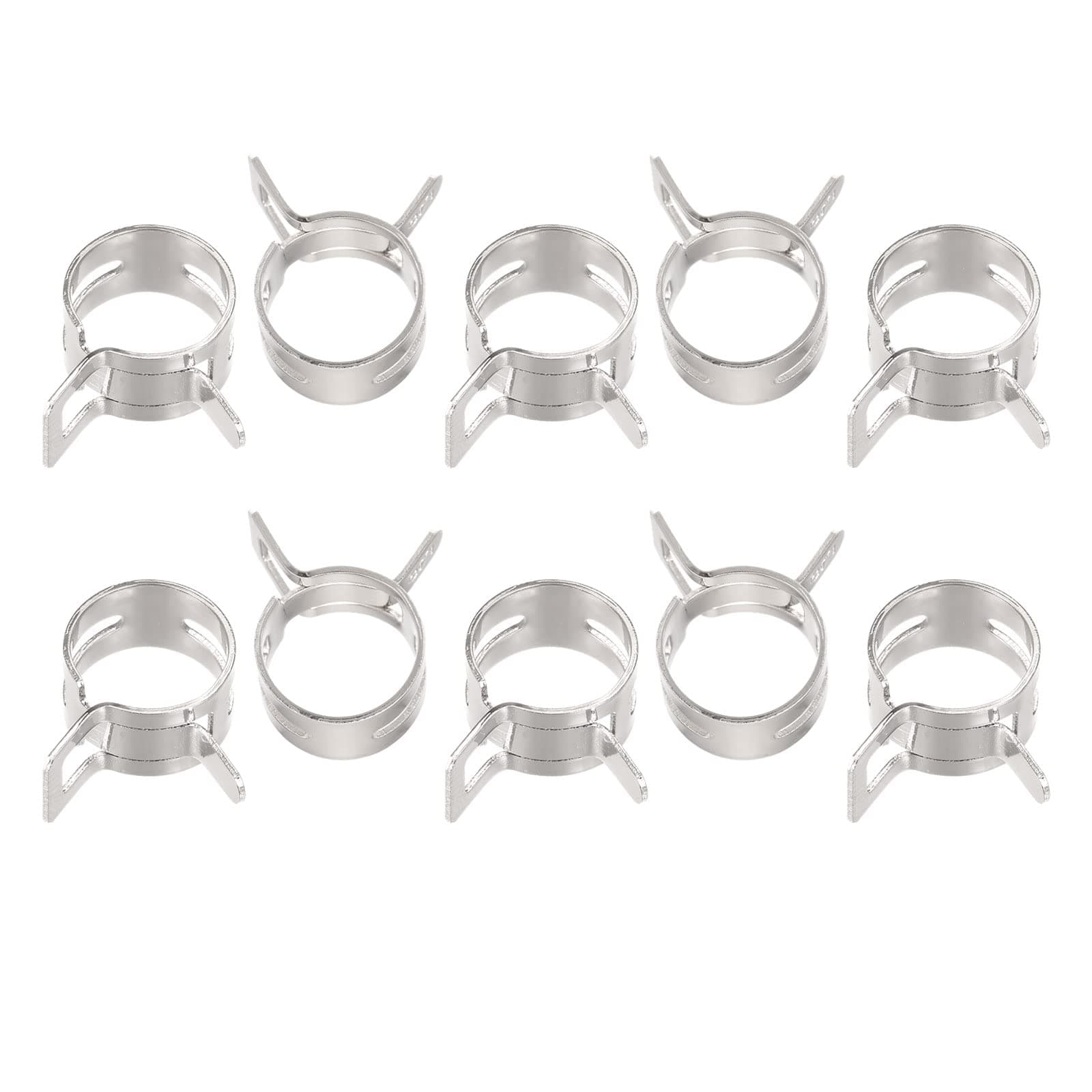 sourcing map 10pcs 15mm Spring Band Type Action Fuel/Silicone Vacuum Hose Pipe Clamp Low Pressure Air Clip Clamp, Nickel Plated