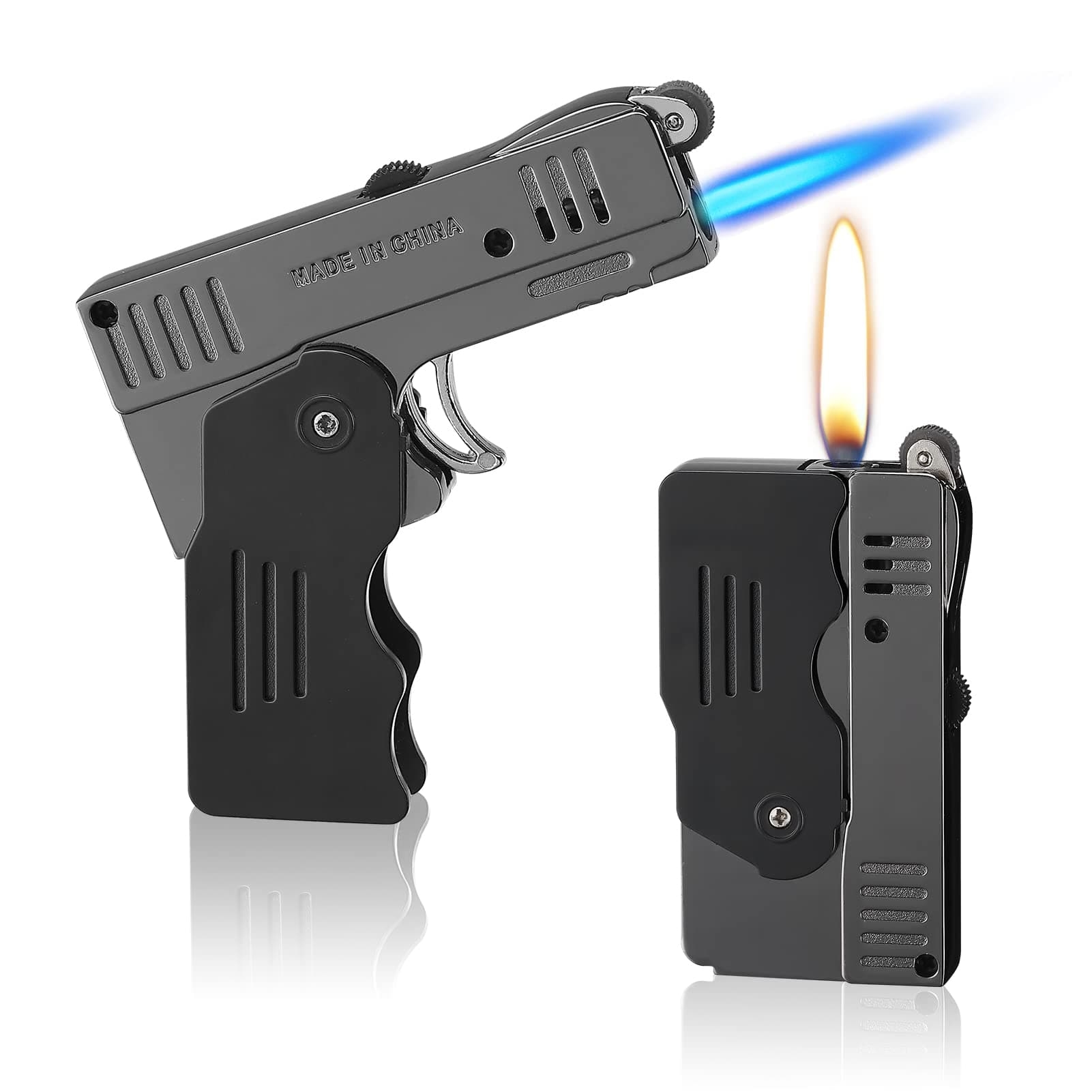 Morisk Torch Lighter Switchable Soft/Jet Flame, Butane Pipe Lighter Refillable with Lockable Function, Cool Foldable Lighters Unique Gift for Men(Butane Not Included)