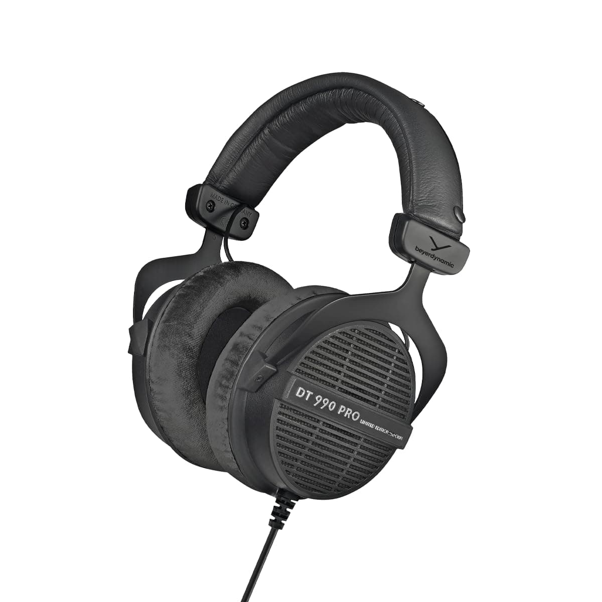 DT 990 PRO, 250 Ohm, Open Back, Over Ear, Wired Professional Studio Headphones, Mixing, Music Production, Editing, Audiophile, 3m Coiled Cable, Black with Black Velour Ear Pads