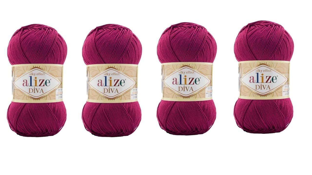 Alize Hand Knitting Yarn 100% Microfiber Acrylic Yarn Diva Silk Effect Thread Crochet Art Lace Craft Lot of 4 skeins 400gr 1532yds (326)