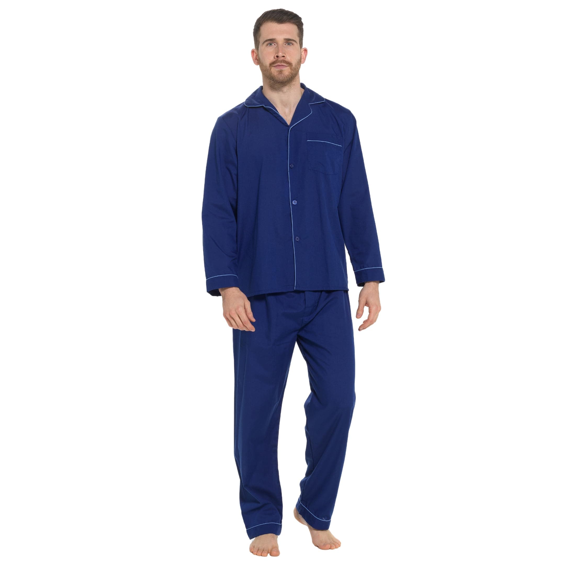 Strong Souls Mens Pajama Set Traditional Button Down Collar Two Piece Pajamas