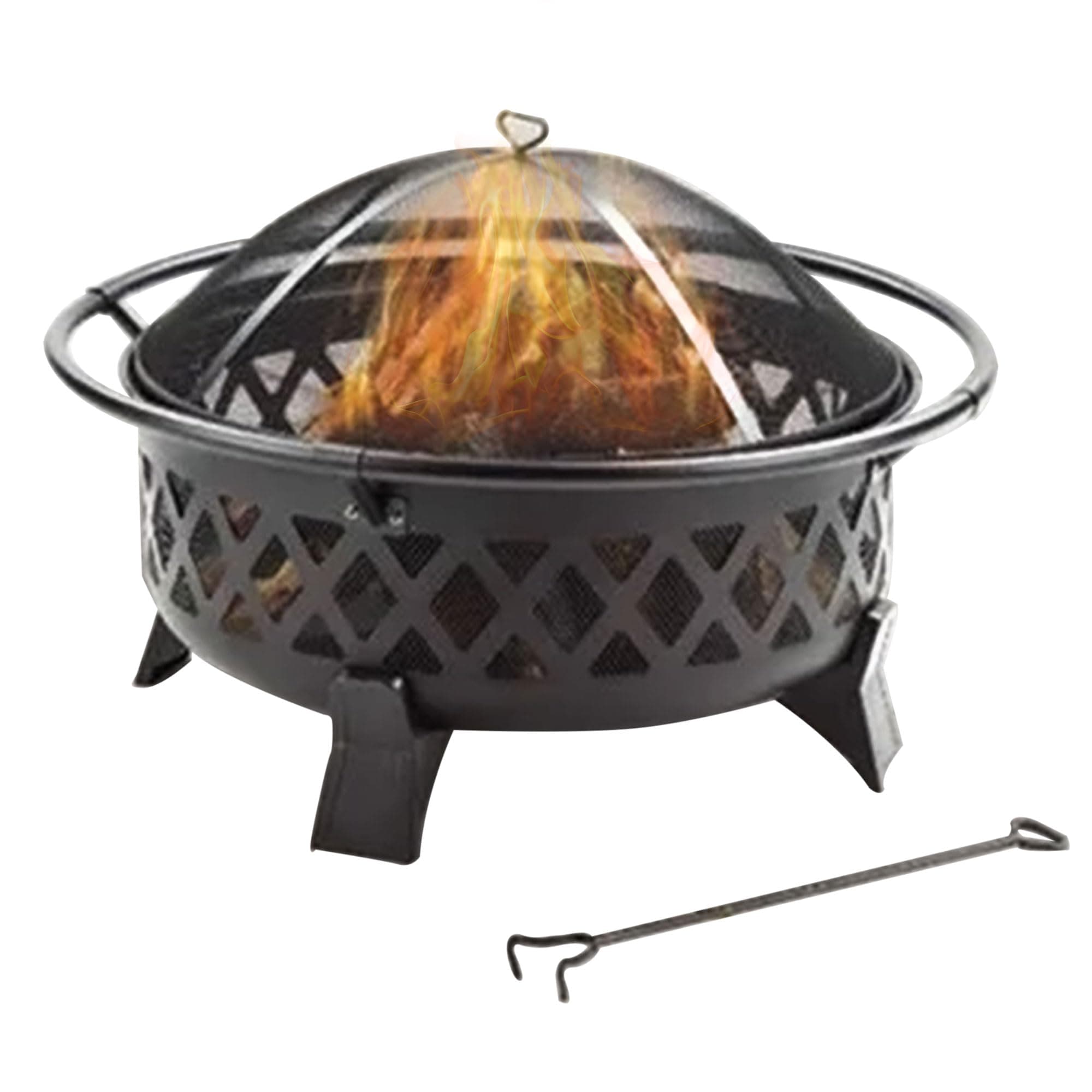 Outdoor Fire Pit with Spark Screen and Safety Ring, 35"