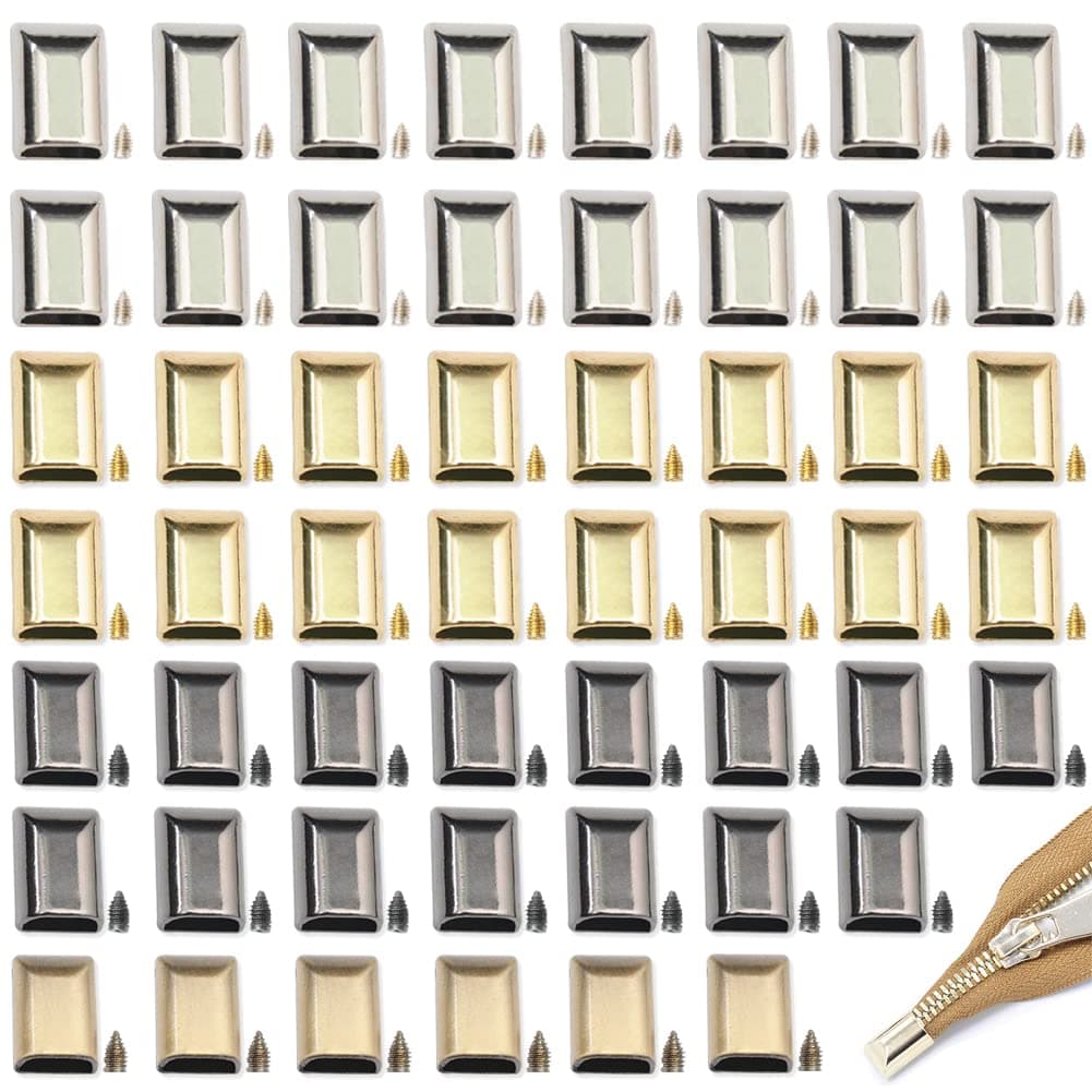 80 Sets 4 Colors Alloy Zipper Stopper Zipper Ends Pull Top Stoppers with Screw Bottom Repair Replacement for Sewing DIY Craft Accessories with Screw for Bag Luggage
