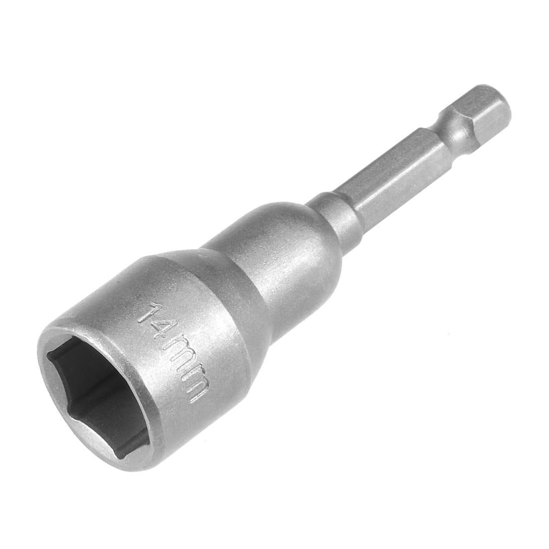 Sourcingmap 1/4" Quick-Change Hex Shank 14mm Nut Setter Driver Drill Bit, 65mm Length, Metric No-Magnetic
