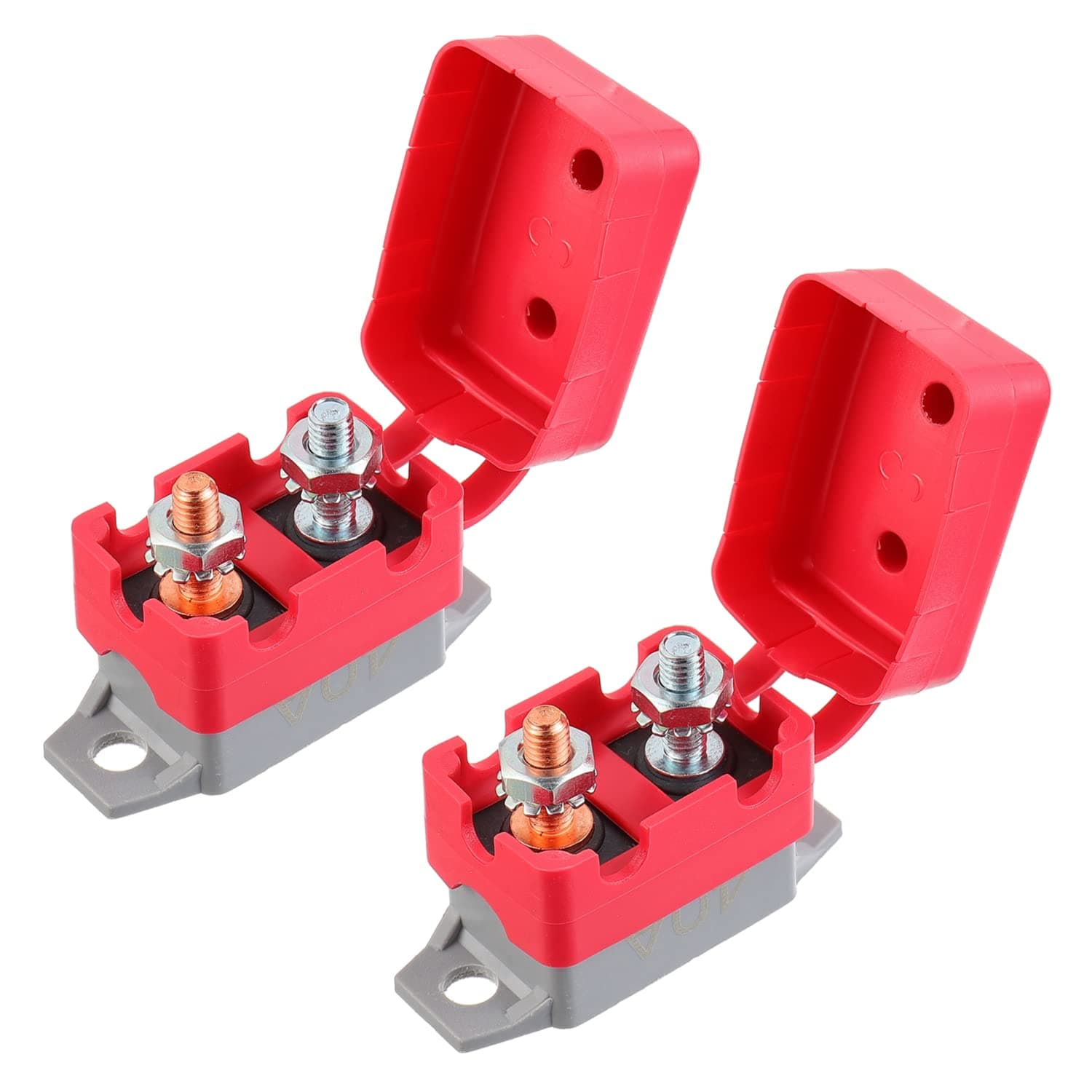 40A 12V-24V Automatic Reset Circuit Breaker with Cover Stud Bolt for Battery Chargers Trucks Car Engines and More(2pcs)