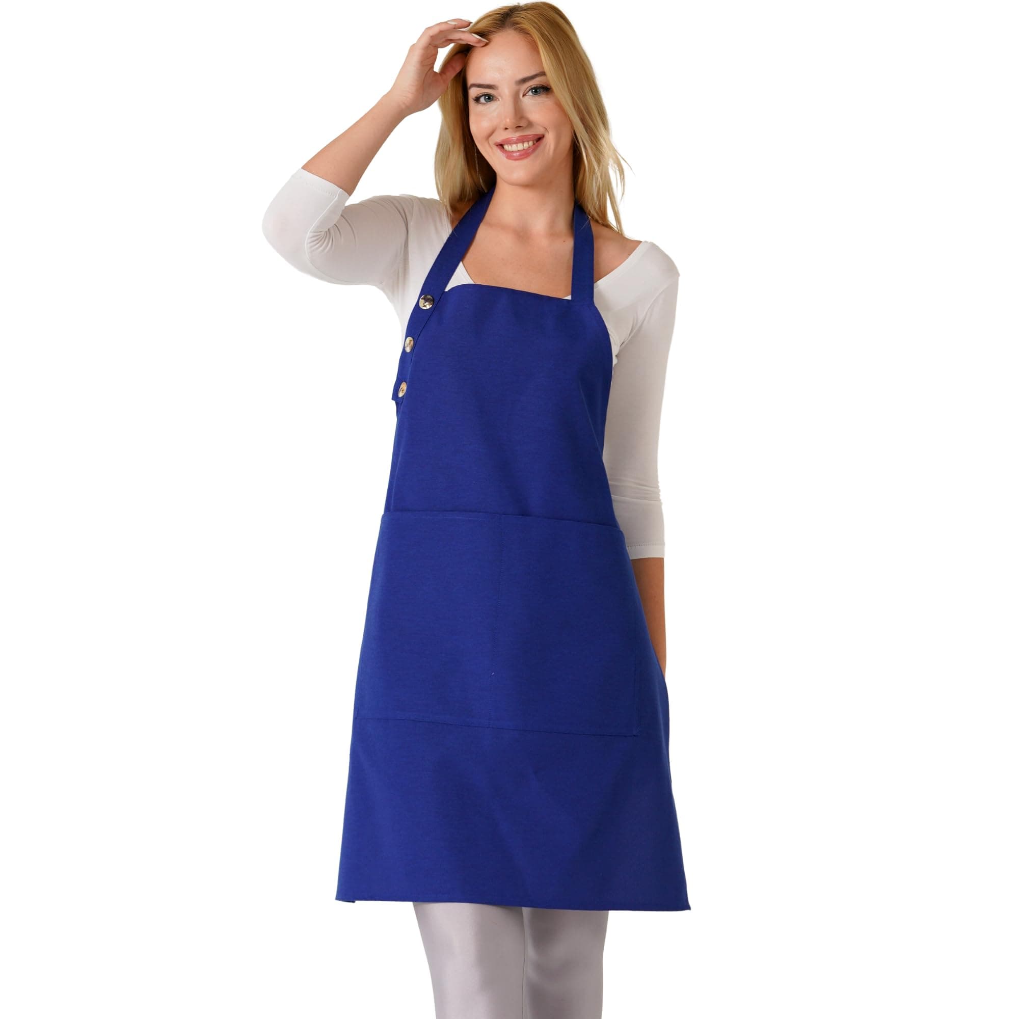 TOSHE Kitchen Apron Waterdrop Resistant Cotton Apron with adjustable Aprons for Women with Pockets 12 Color option Cooking