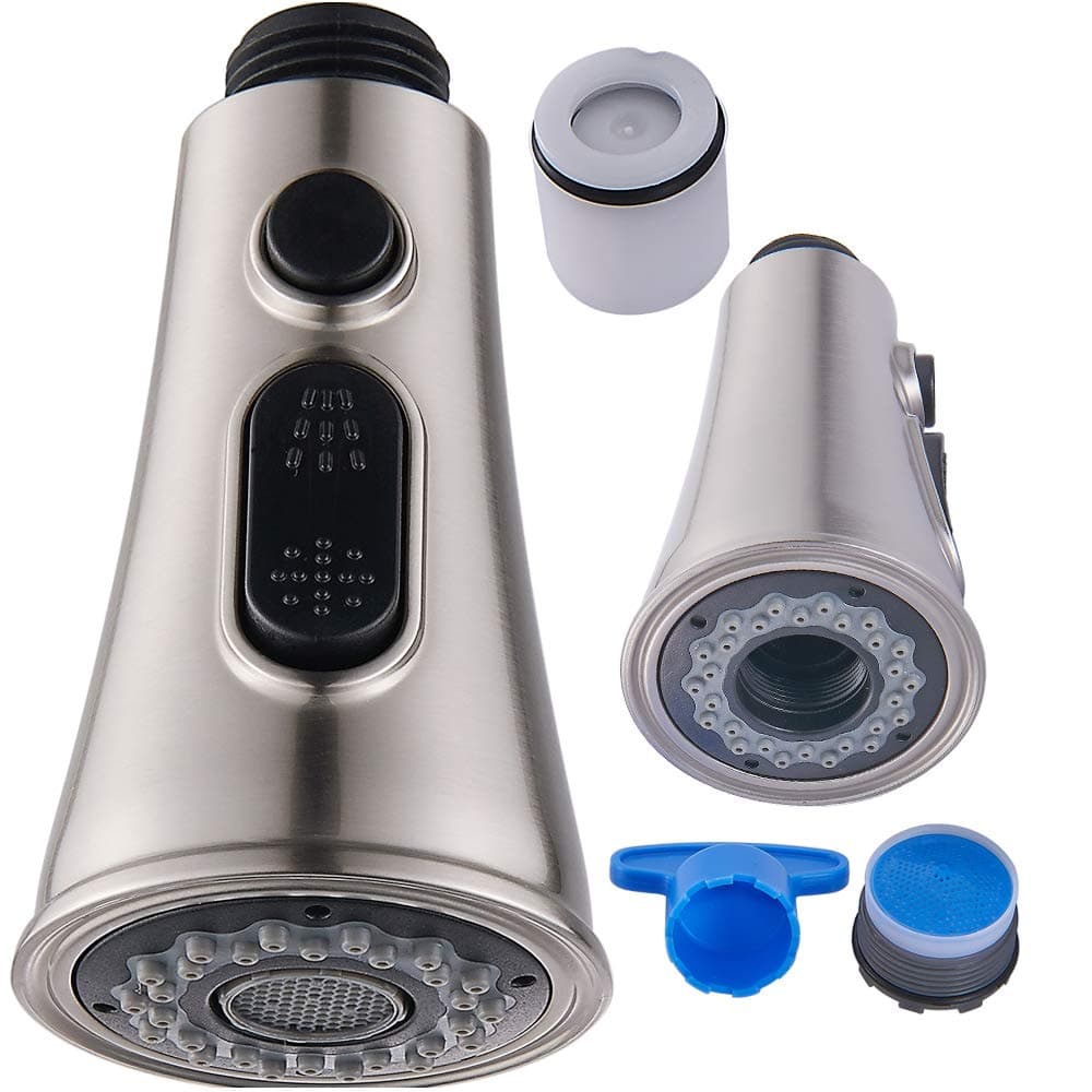 Faucet Spray Head,Pull-Out Sprayer Kitchen Sink Faucet Replacement Part, Regalmix 3-Function,Brushed Nickel,RWF071B