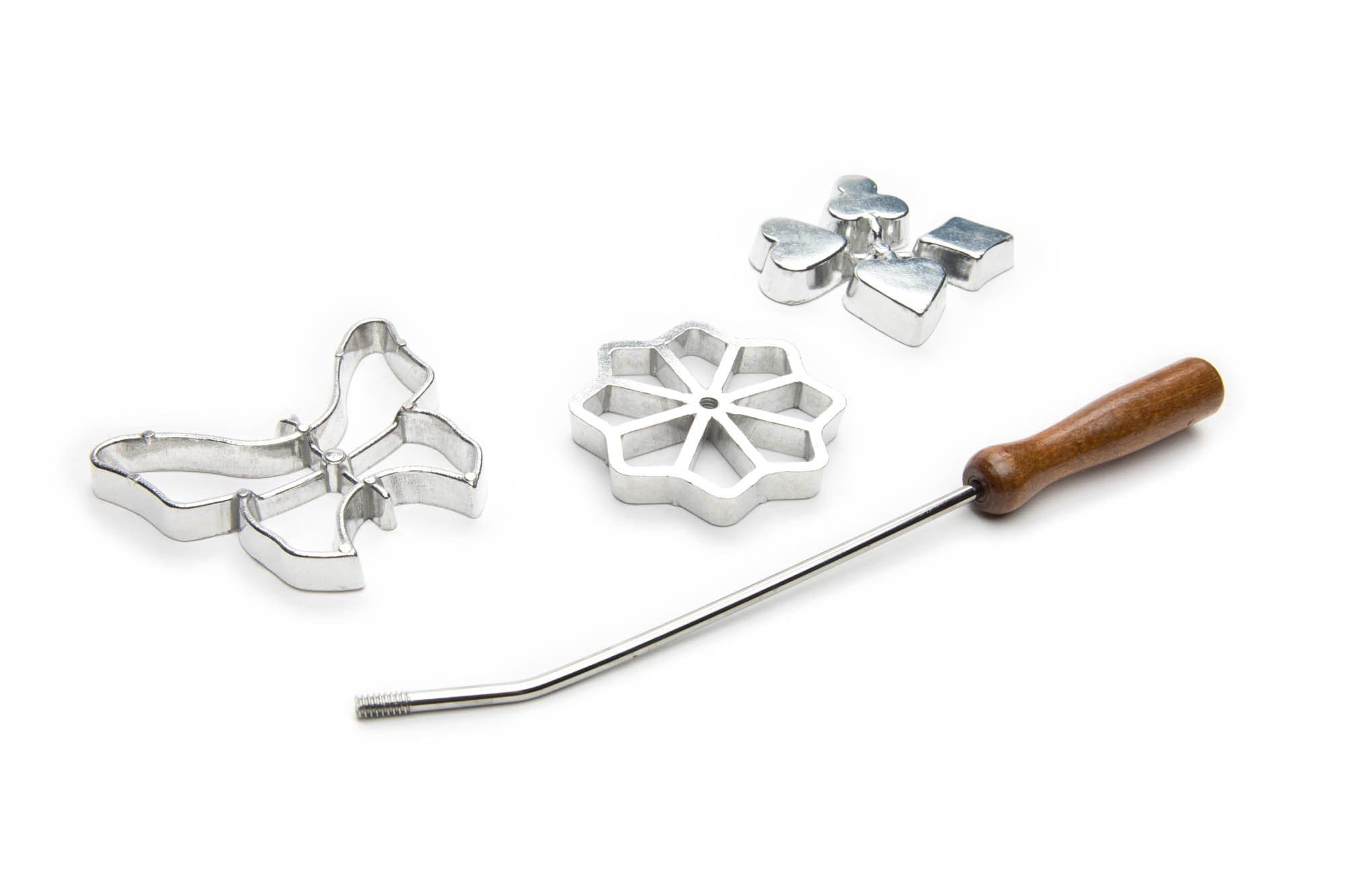Fox Run Rosette Iron Set With Handle, Cast-Aluminum, Butterfly, Flower, and Card Suits