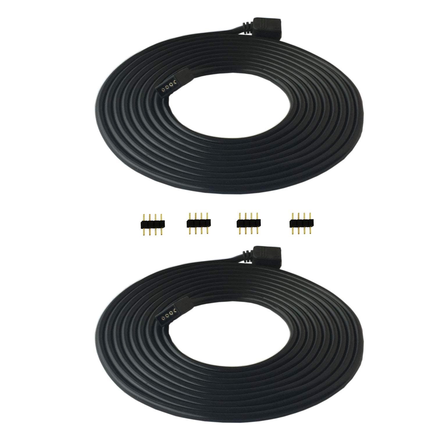 TronicsPros 2pcs 5m/ 16.4ft RGB LED Strip Extension Cable 4 Pin Flex LED Tape Light Extension Cord LED Ribbon Connector Wire for Flexible SMD 5050 3528 2835 RGB LED Strip Light (Black)