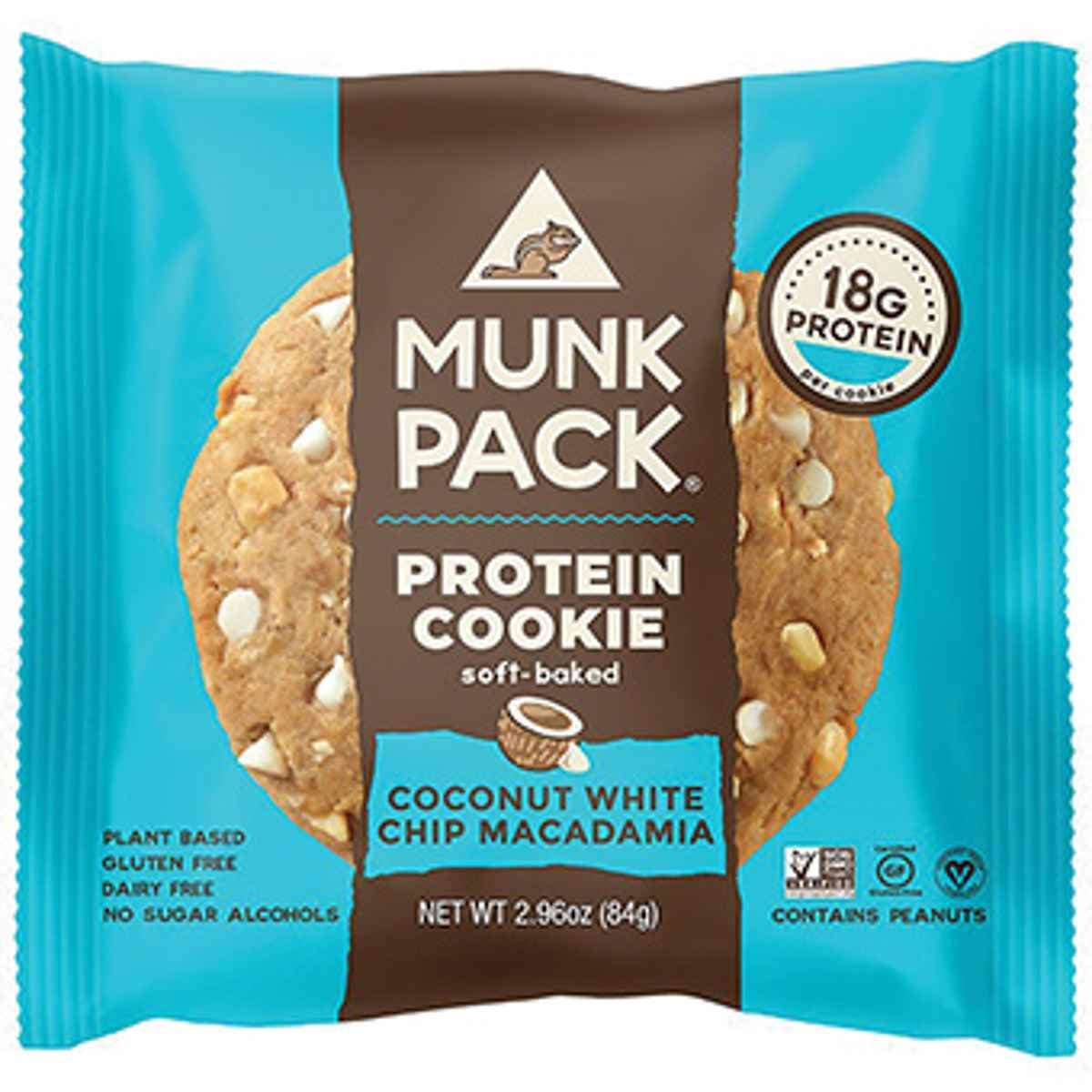 Munk Pack - Coconut White Chocolate Macadamia - 2.96 oz Protein Cookie 6 Pack | Vegan, Gluten Free, 18g of Protein per Cookie