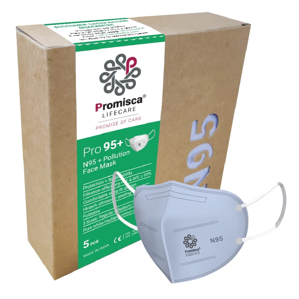 Promisca N95 (Pack of 5) Ear Loop Style Protective Face Mask 5 layered filtration with genuine Melt Blown and Hot Air Cotton Layers