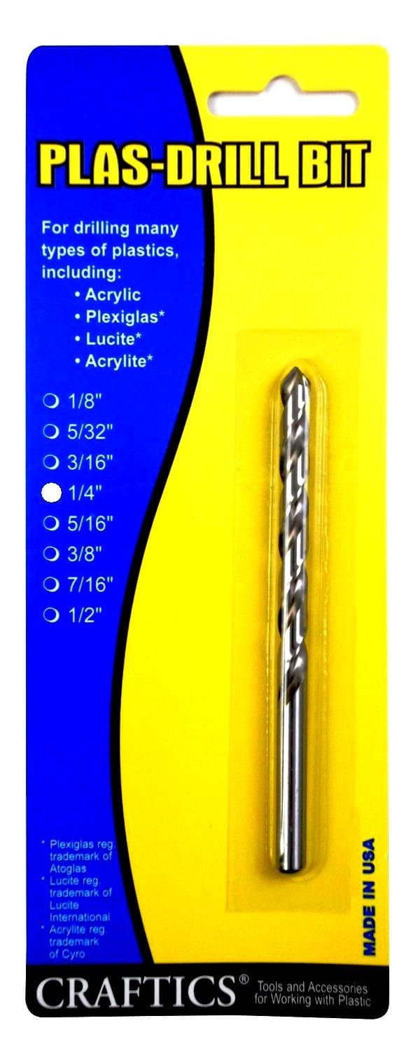 1/4" Drill Bit for Plastic (Acrylics, Plexiglas, Lexan, ABS, PVC, and More) for Hand Held Drills