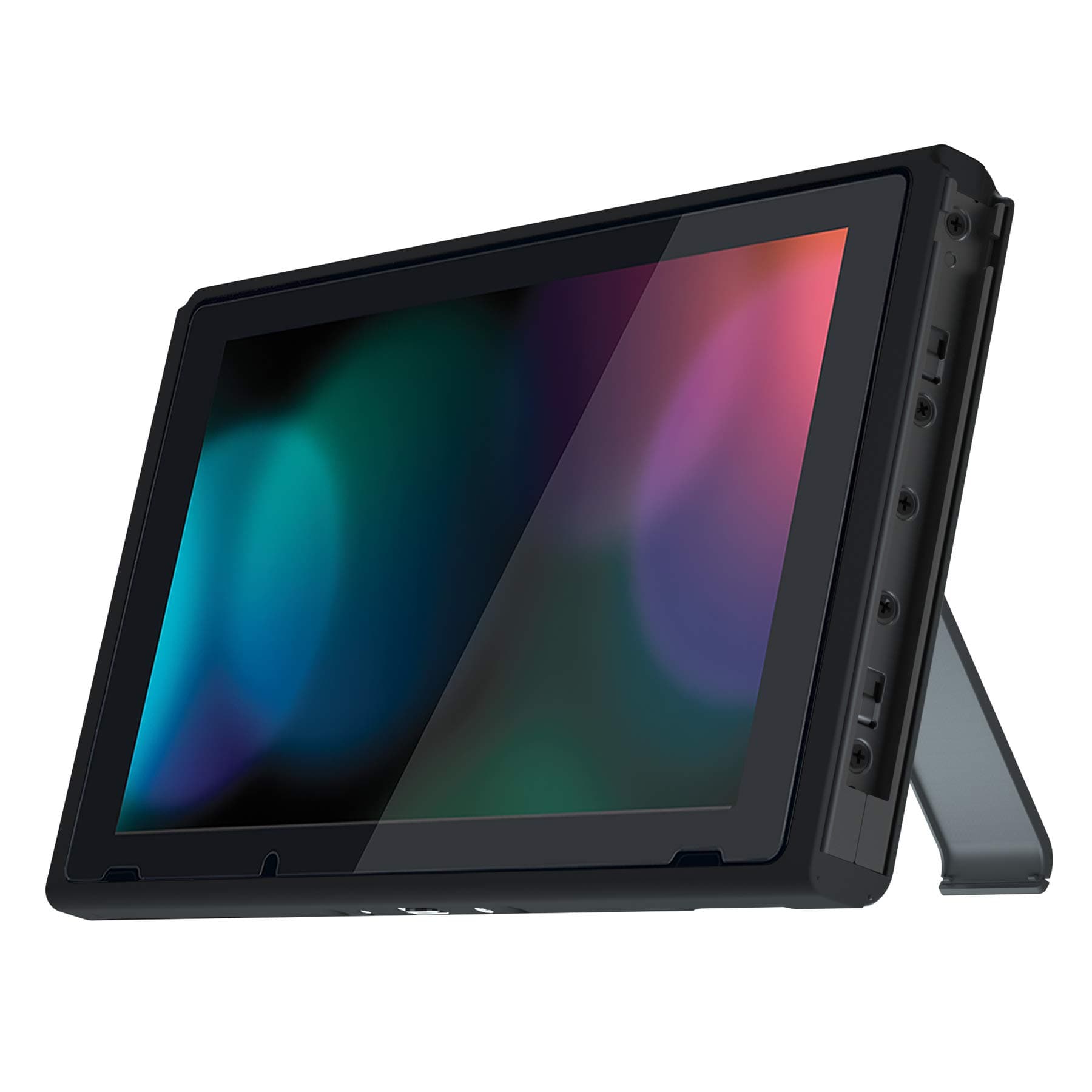 Black Soft Touch DIY Housing Shell for Nintendo Switch Console, Replacement Faceplate Front Frame for Nintendo Switch Console w/Volume Up Down Power Buttons - Console NOT Included