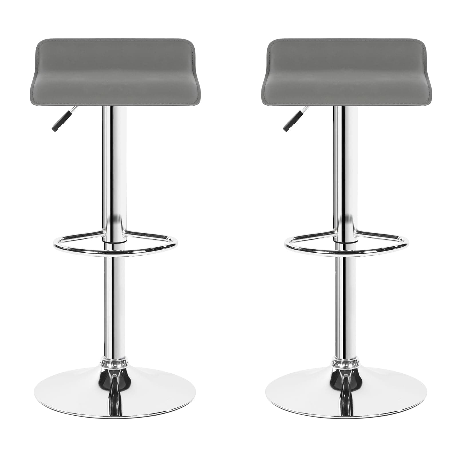 Hadwin Pair of Black Bar Stools,Breakfast Bar Stool with Chrome Footrest and Base Swivel Gas Lift Elegant Leather Simple BarStool for Kitchen/BreakfastBar/Counter/Home Furniture (White)