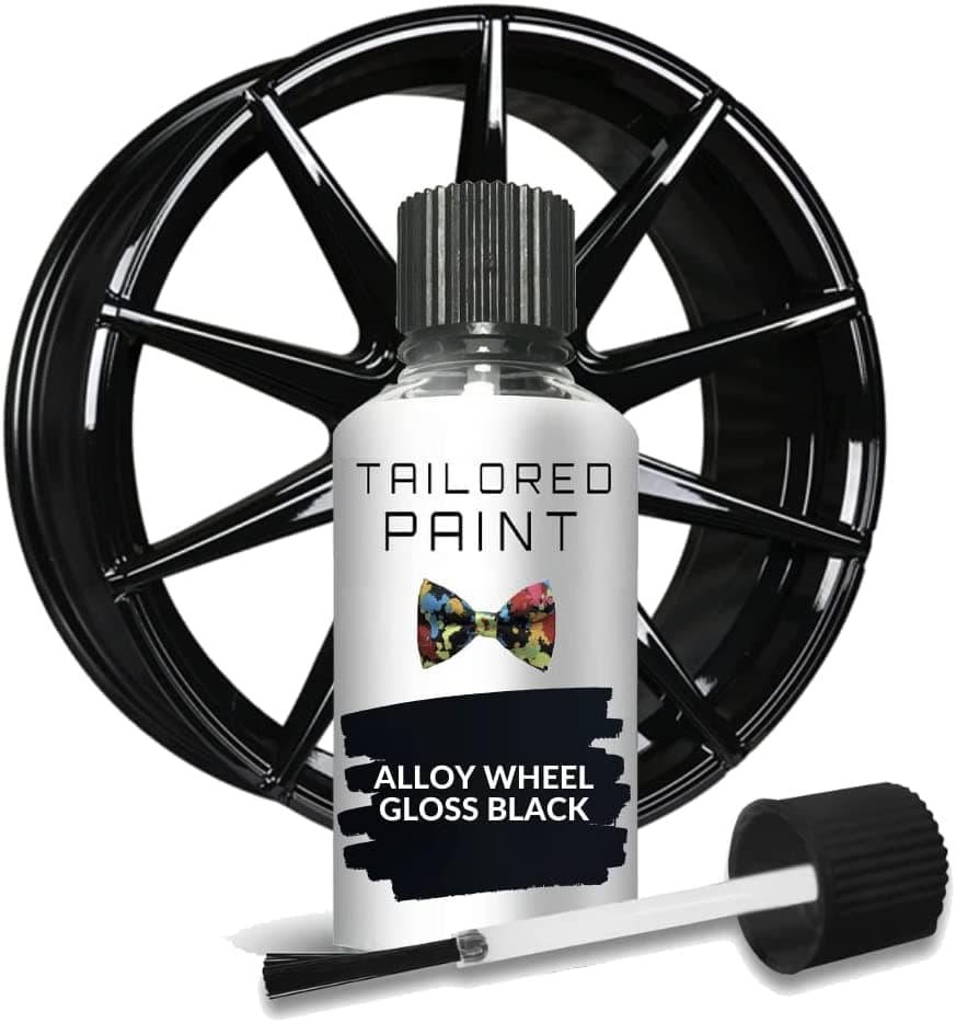 Tailored Paint Alloy Wheel Black Car Touch Up Paint Painted and Powder Coated Wheels 30ml For Scratched Curbed Wheels (Shiny Gloss Finish)