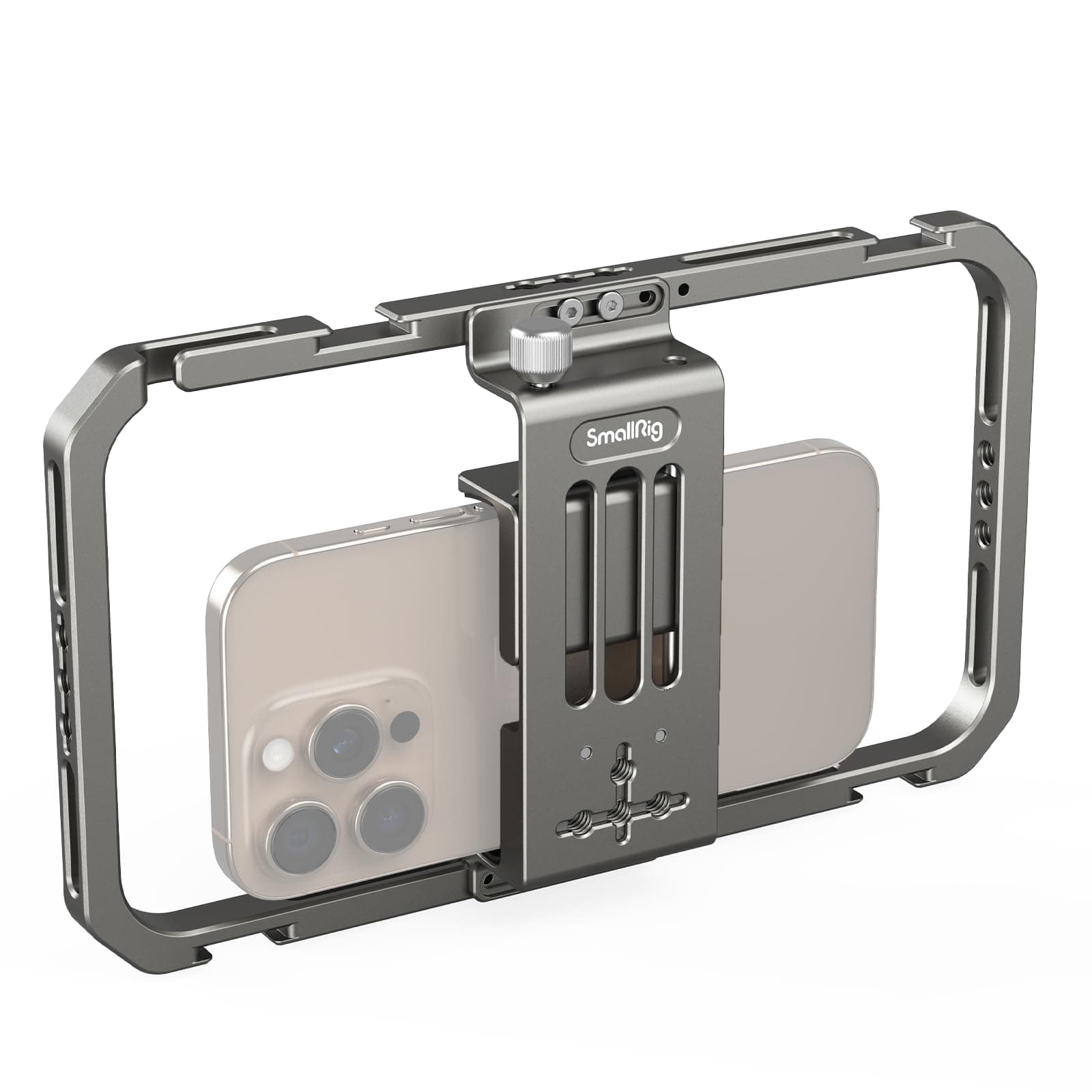 Universal Smartphone Video Rig for iPhone 17 16 15 14 for Samsung, Filmmaking Vlogging Rig Aluminium Alloy Phone Video Cage Grip with Cold Shoe Mount for Videomaker Videographer