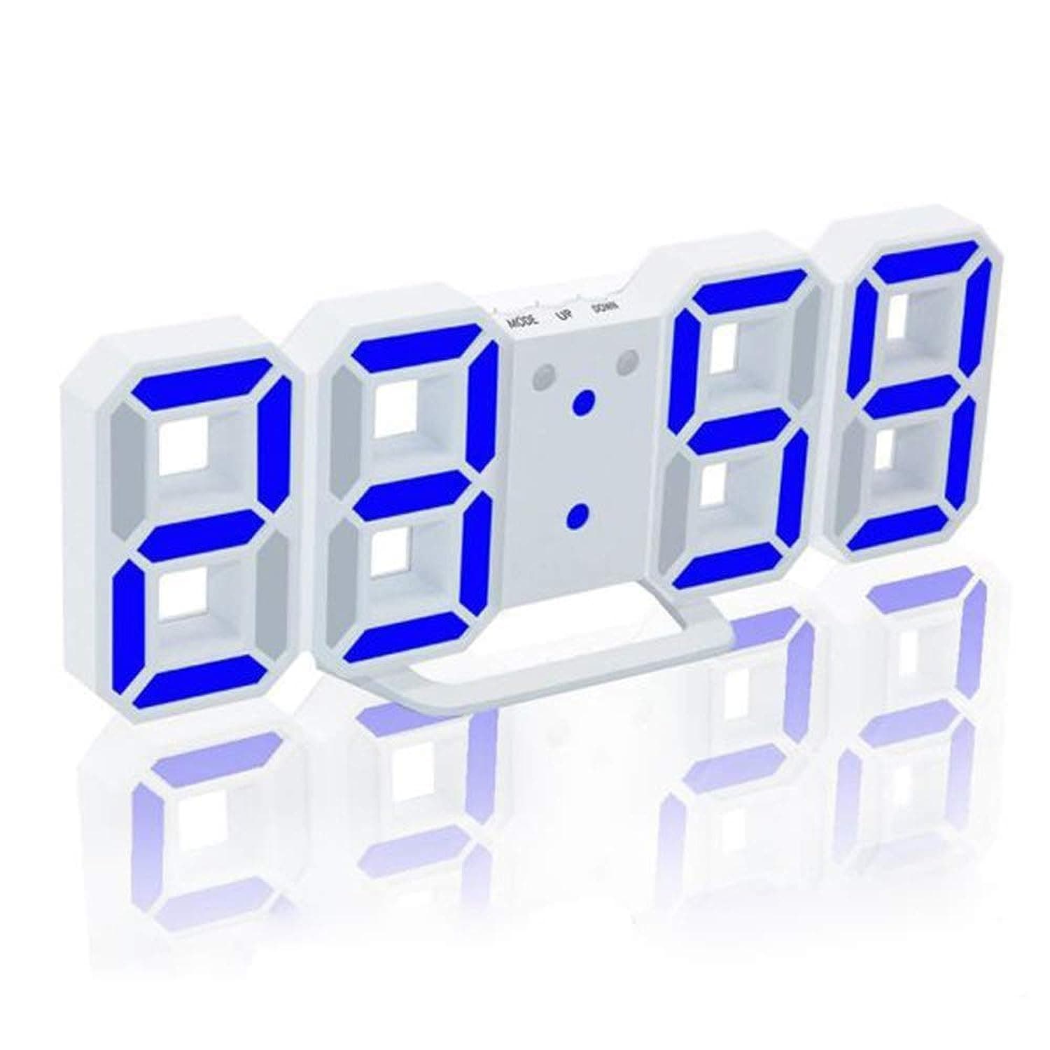 Generic Walmeck 3D LED Digital Clock Glowing Night Mode Brightness Adjustable Electronic Table Clock 24/12 Hour Display Alarm Clock Wall Hanging