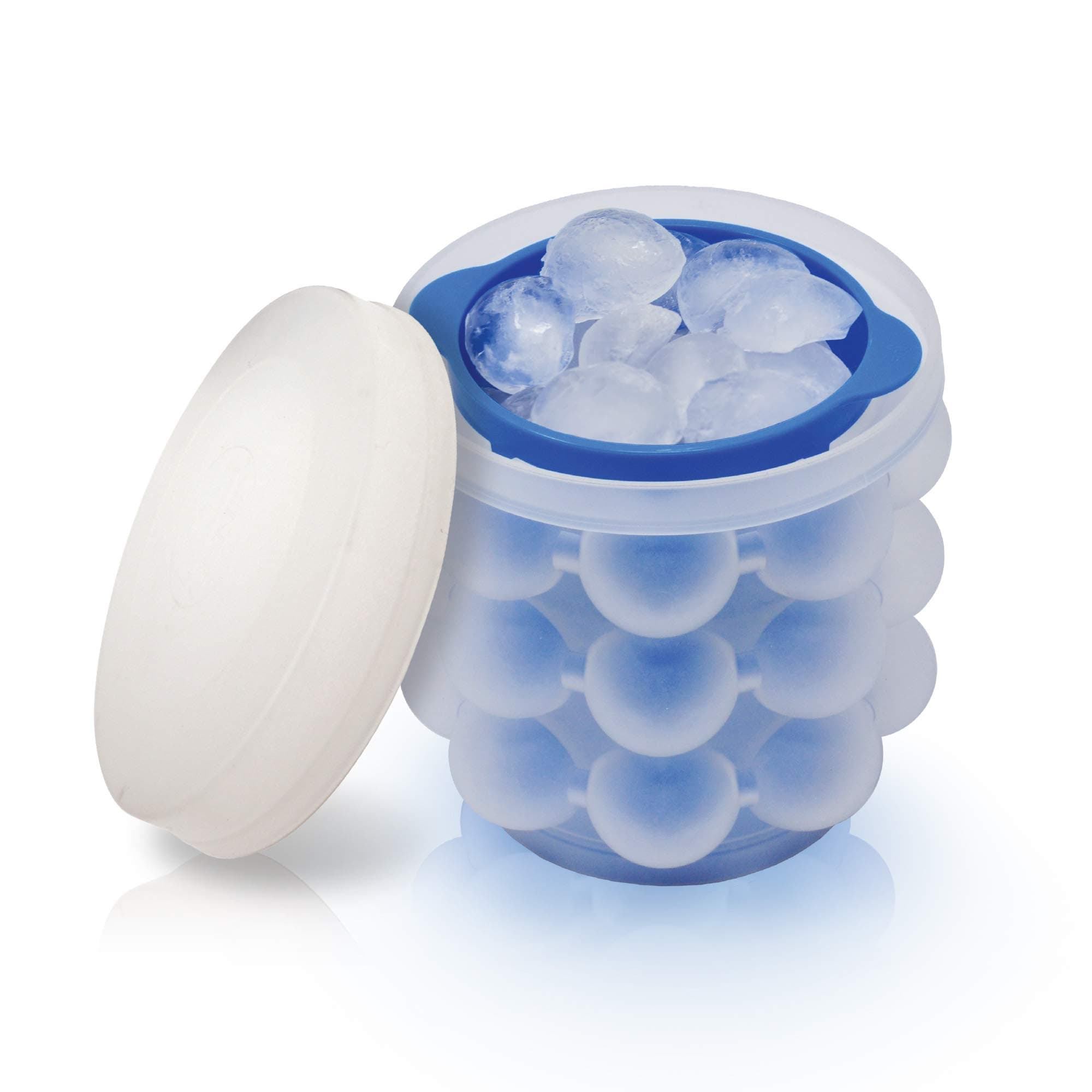 Ice Genie New & Improved- The Original Ice Cube Maker, Holds up to 72 Cubes, Now Larger Cubes, Silicone Bucket With Lid, Use Indoors/Outdoors, Bottled Beverage Cooler, Dishwasher Safe & BPA-FREE
