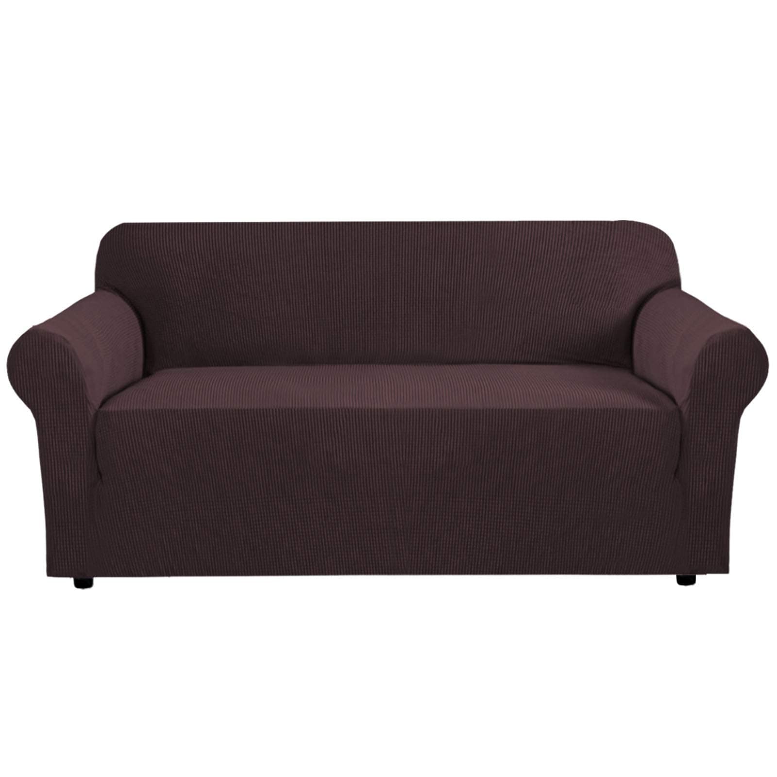 1 Piece Couch Slipcovers for 3 Cushion Couch Jacquard Polyester Spandex Sofa Slipcover High Stretch Sofa Cover for Living Room 1 Piece Stylish Furniture Protector with Anti-Slip Foams,Sofa,Brown