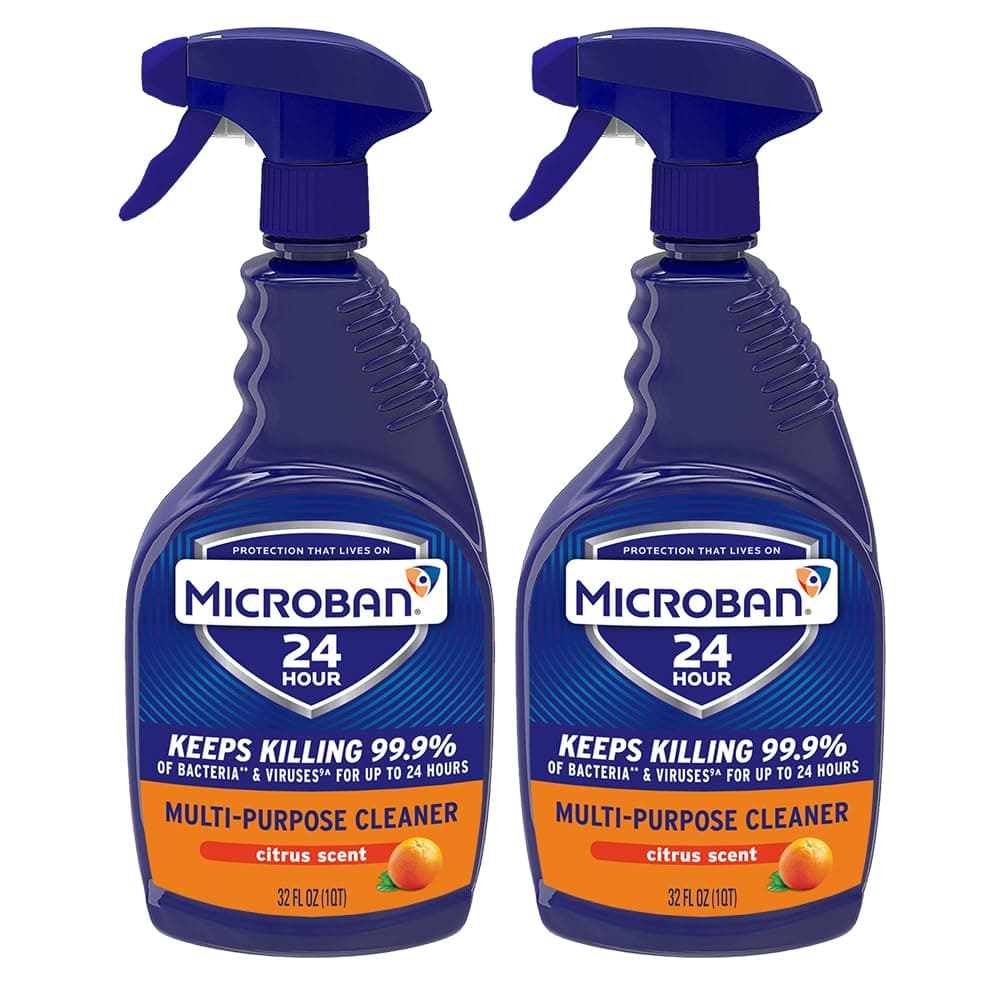 Multi-Purpose Cleaner, 32 oz., 2 Pack, Citrus, Penetrates Soap Scum, Greasy Soils and Reduces Odors, Keeps Killing 99.9% of Bacteria and Viruses for up to 24 Hours
