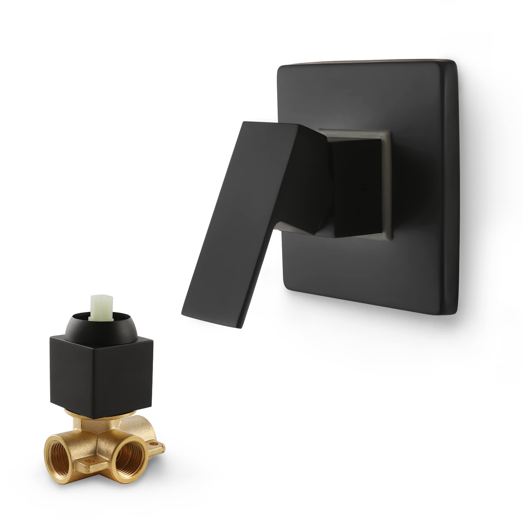 Bathroom Shower Valve Single Function Shower Mixer Valve, Wall Mount Single Handle Water Mixing Valve Kit Include Brass Rough In Shower Trim, Matte Black