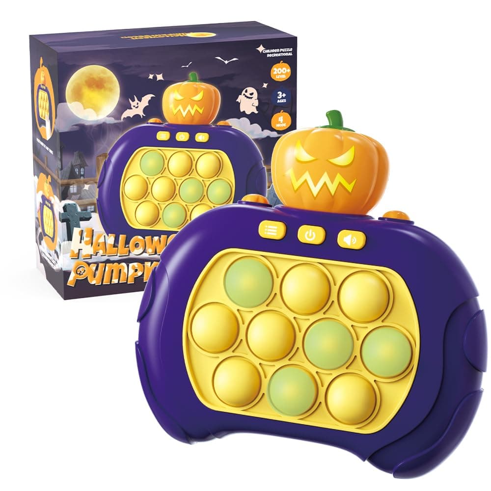 Pumpkin Style Pop Quick Push Bubbles Light-up Game,Four Modes and Electronic Speed Push Game for Stress Relief and Brain Exercise,Mini Games Sensory Toys for Christmas New Year Gifts