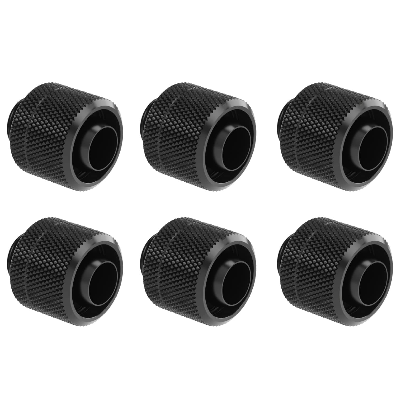 dracaena.io 6 Pack G1/4" Thread to 3/8" ID, 1/2" OD Compression Fitting for Soft Tubing, Soft Tube Connectors for Computer Water Cooling System, Black