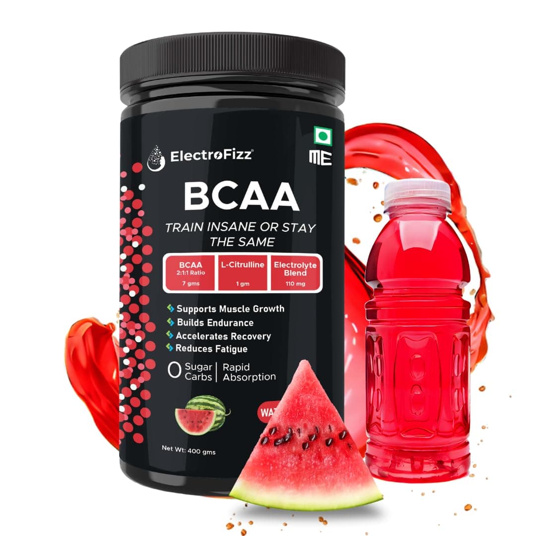 BCAA 7Gms (2:1:1 formula) with Citrulline & Electrolyte Blend for Muscle Recovery & Endurance - Pre/Post Workout & Intra Workout - 400 gms (Watermelon)
