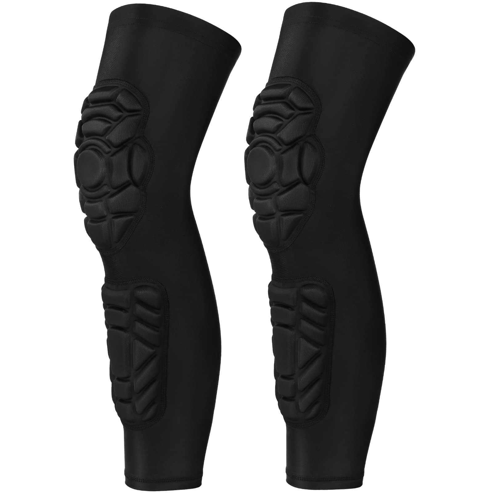 Double Crashproof Knee Calf Pads [2 Pack], Thigh Compression Leg Sleeves Protection, Shin Brace Support for Youth Adults Sports Football Basketball Volleyball Soccer Baseball etc.