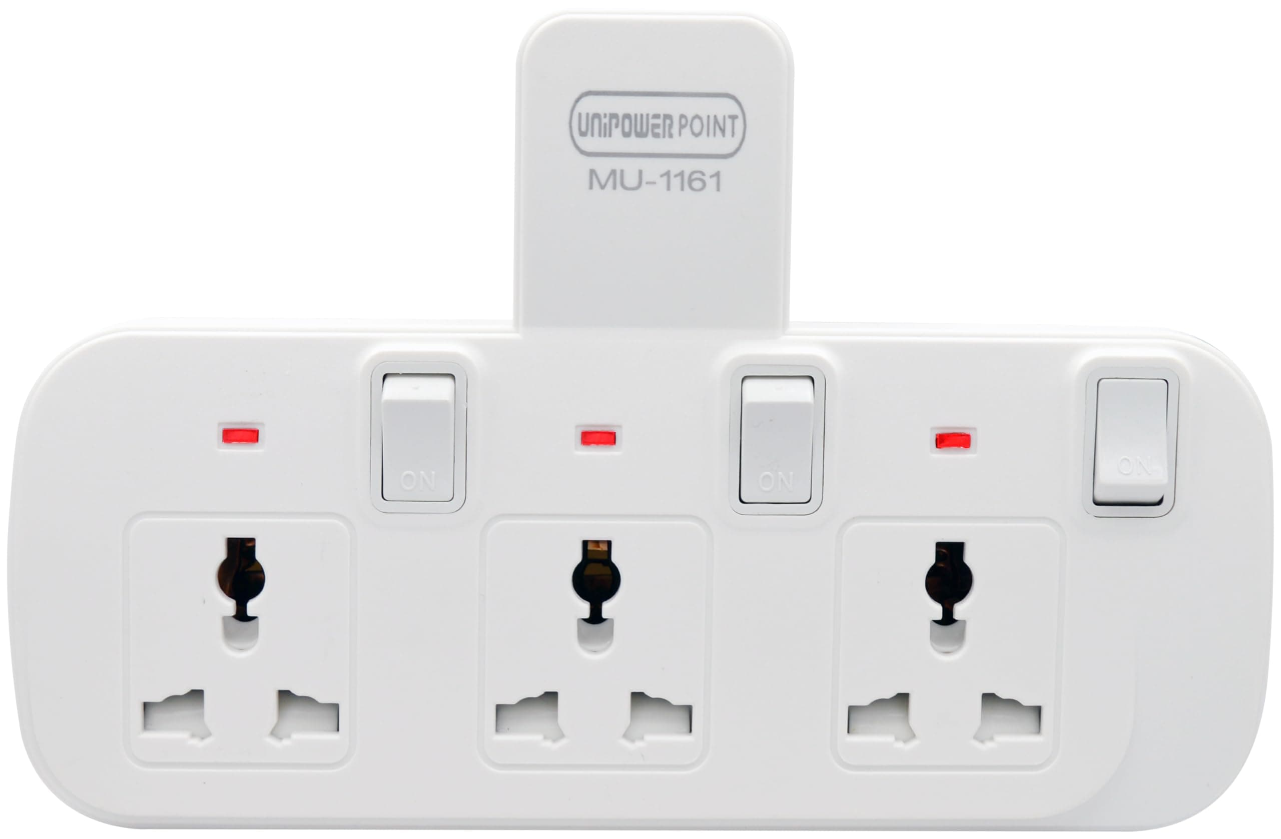 Unipower Multi Plug Extension Socket with 3 way Extender Wall Socket 3 Way Multiple Electrical Outlet Adaptor with Light, Electrical Power Extender Outlet Adaptor for Home, Office, Kitchen