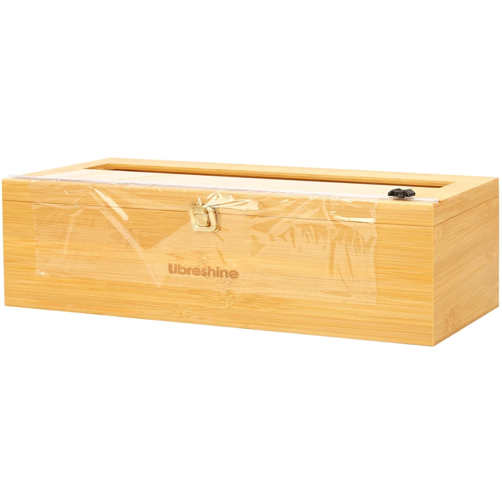 Libreshine 18 Inch Plastic Wrap Dispenser with Cutter & Roller, Heavy Duty Bamboo Commercial Film Wrap Holder for 3000ft Food Service Cling Film, 1000ft Foil, Butcher/Freezer/Kraft Paper