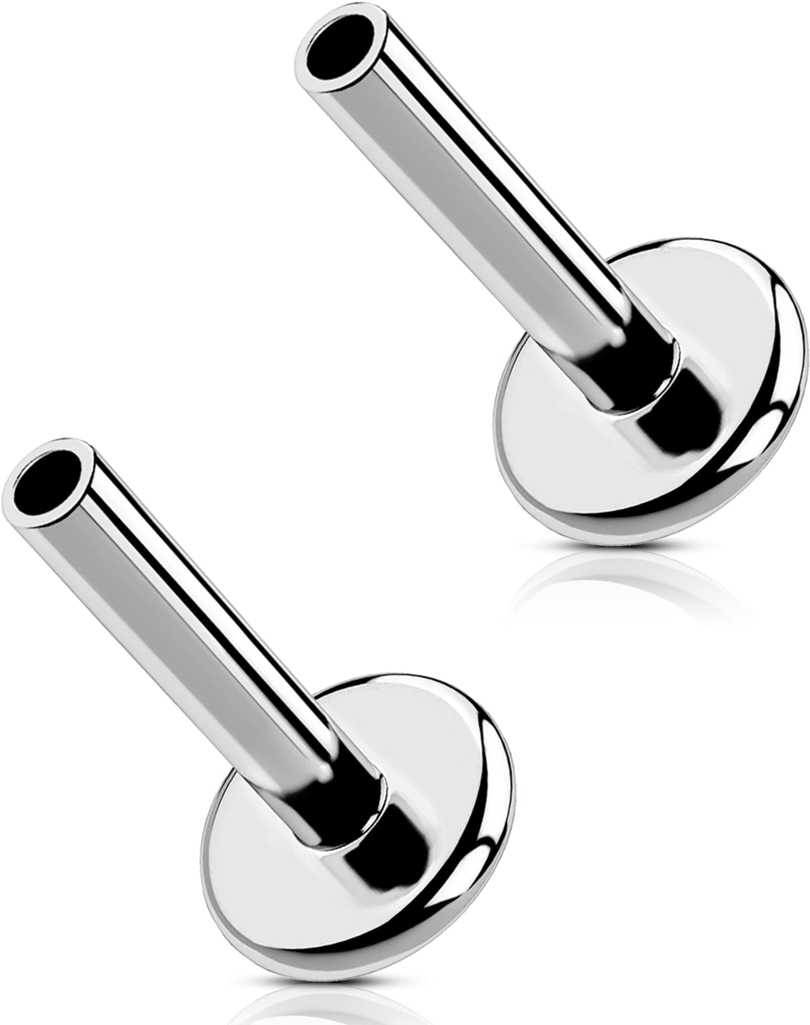 G23 Titanium Flat Back Post (Post Only), Threadless Push Pin & Internally Threaded, 16G/18G/20G, 4.5-14mm, Silver/Gold/Black, Round/Heart/Star/Flower Base for Nose, Helix, Tragus