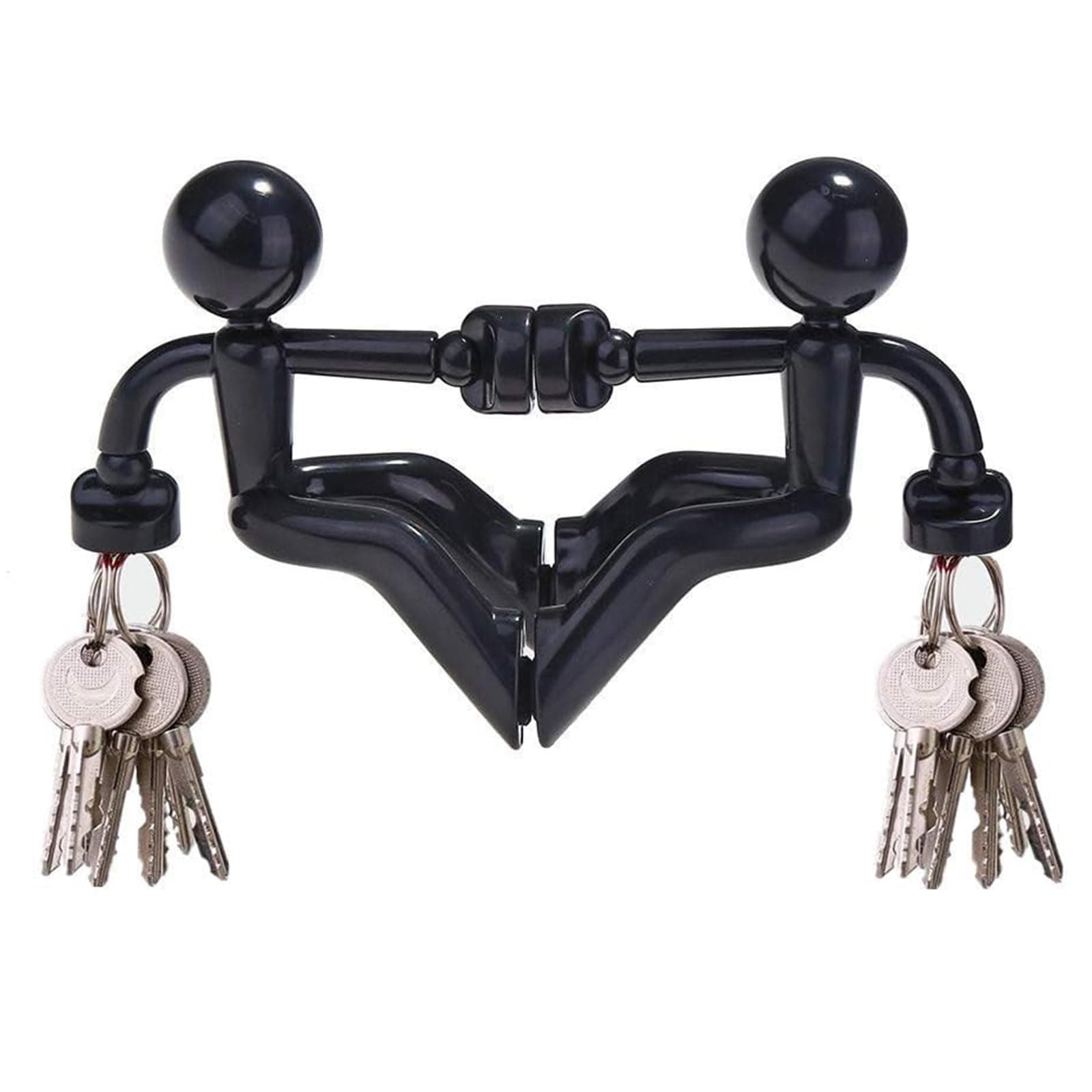 Magnet Key Holders Magnetic Man Key Hook Wall Key Holder Fridge Magnets Home for Any Metal Surface (Black, 2 Pack)