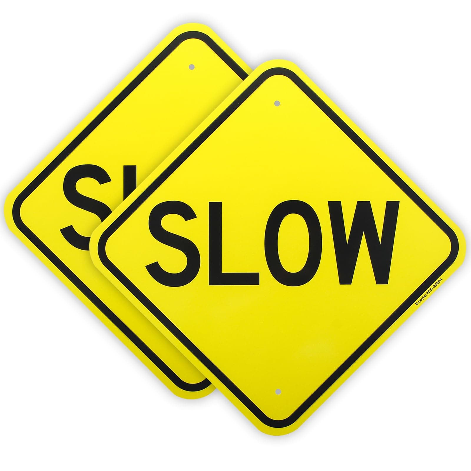 2-Pack Slow Sign， - 12" x 12" - .040 Rust Free Aluminum – Reflective, UV Protected and Weatherproof